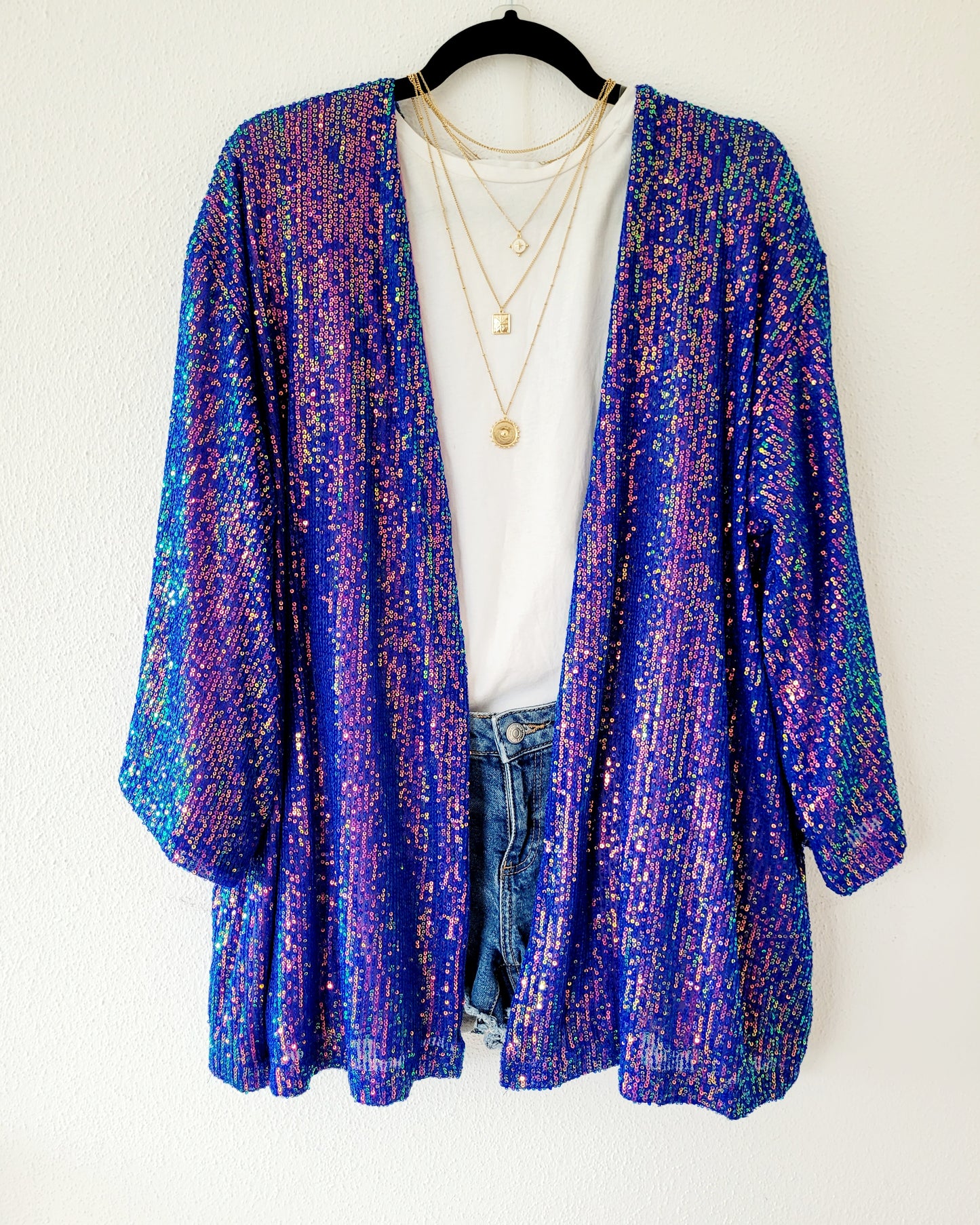 Unisex short sequined cardigan/purple sequin jacket/ light sequin kimono/cardigan/plus size sequin cardigan/ pink gold jacket