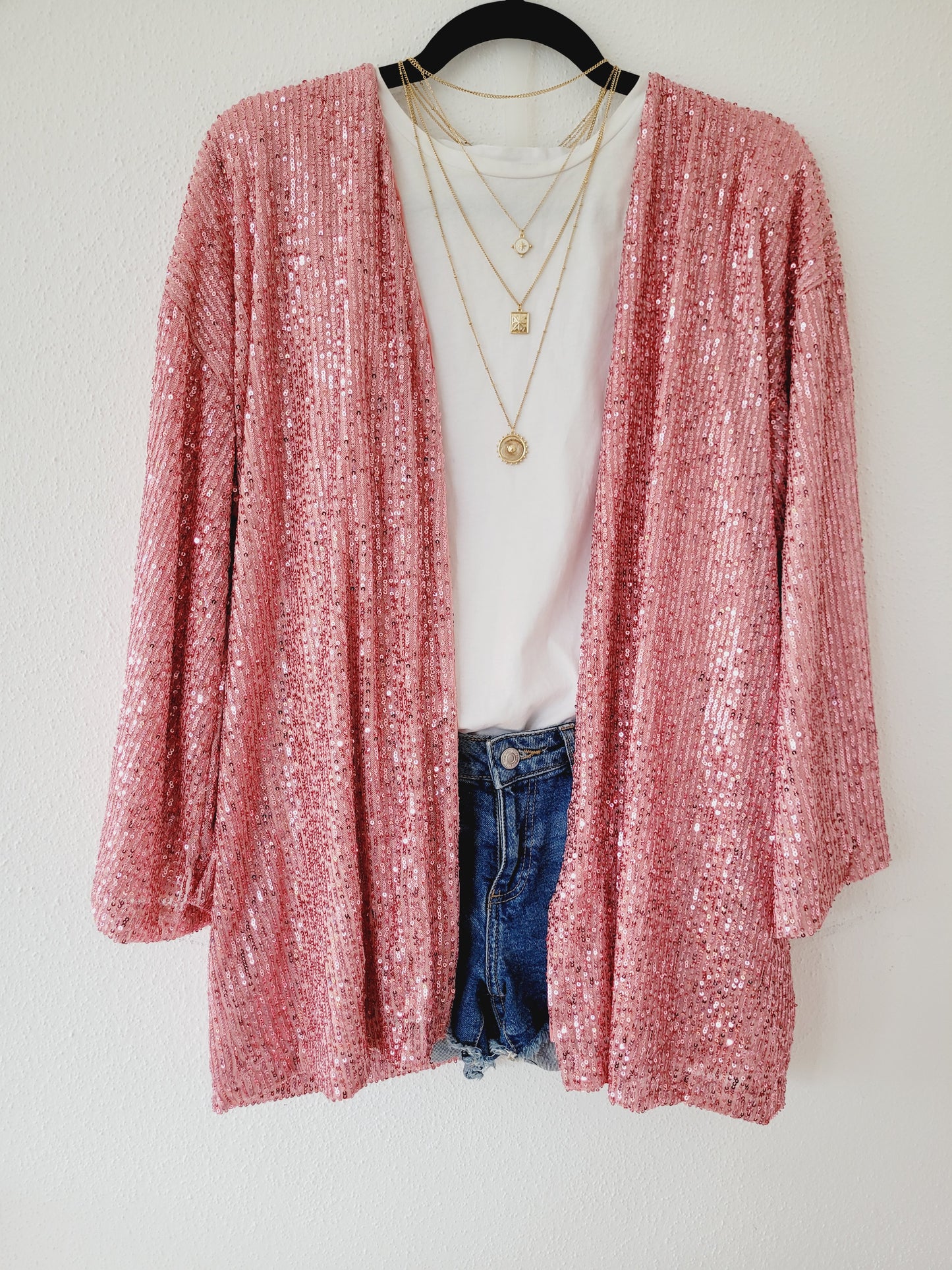 Unisex short sequined cardigan/purple sequin jacket/ light sequin kimono/cardigan/plus size sequin cardigan/ pink gold jacket
