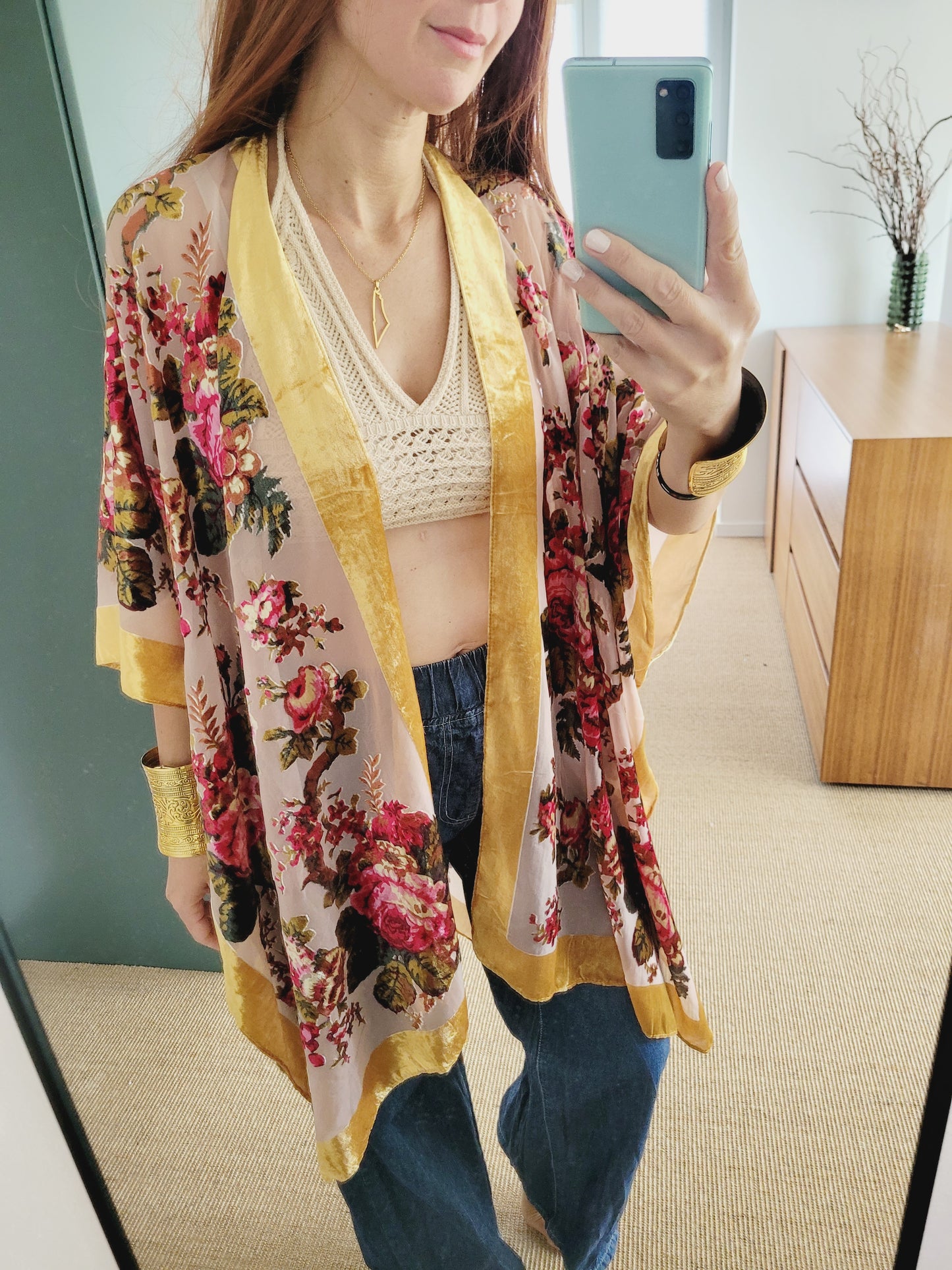 Burnout Samt Kimono Cardigan