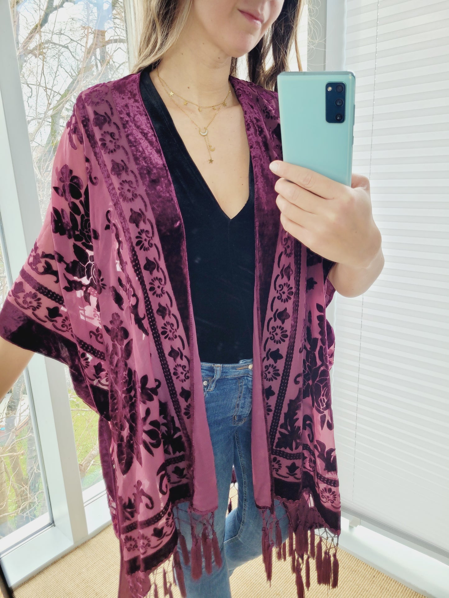 Burnout Samt Kimono Cardigan