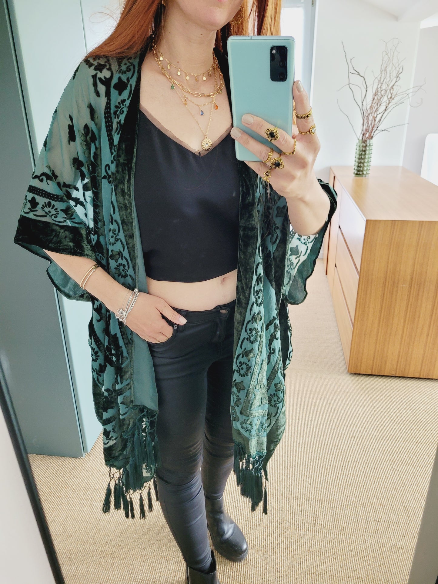 Burnout Samt Kimono Cardigan