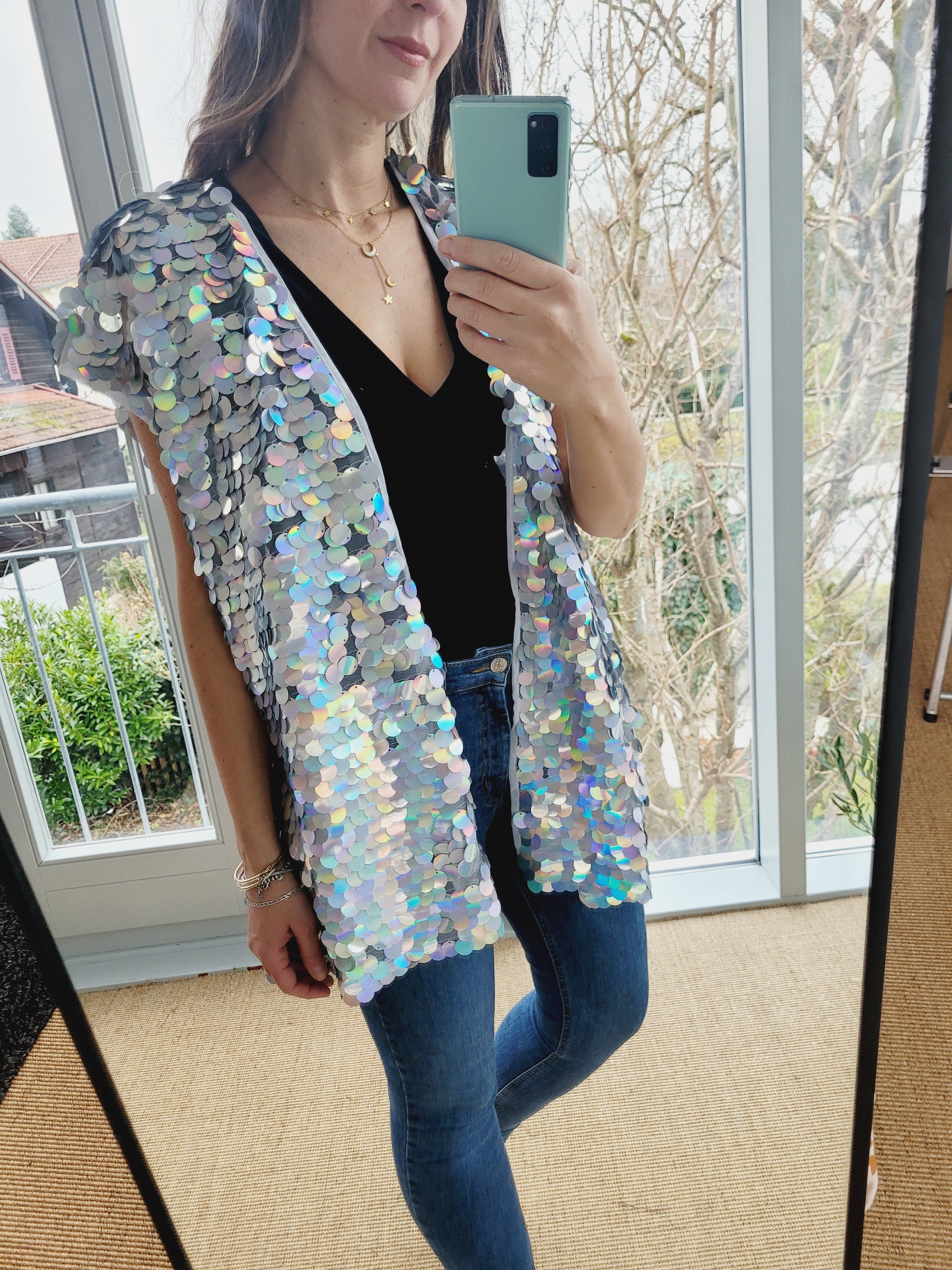 Unisex sequin vest