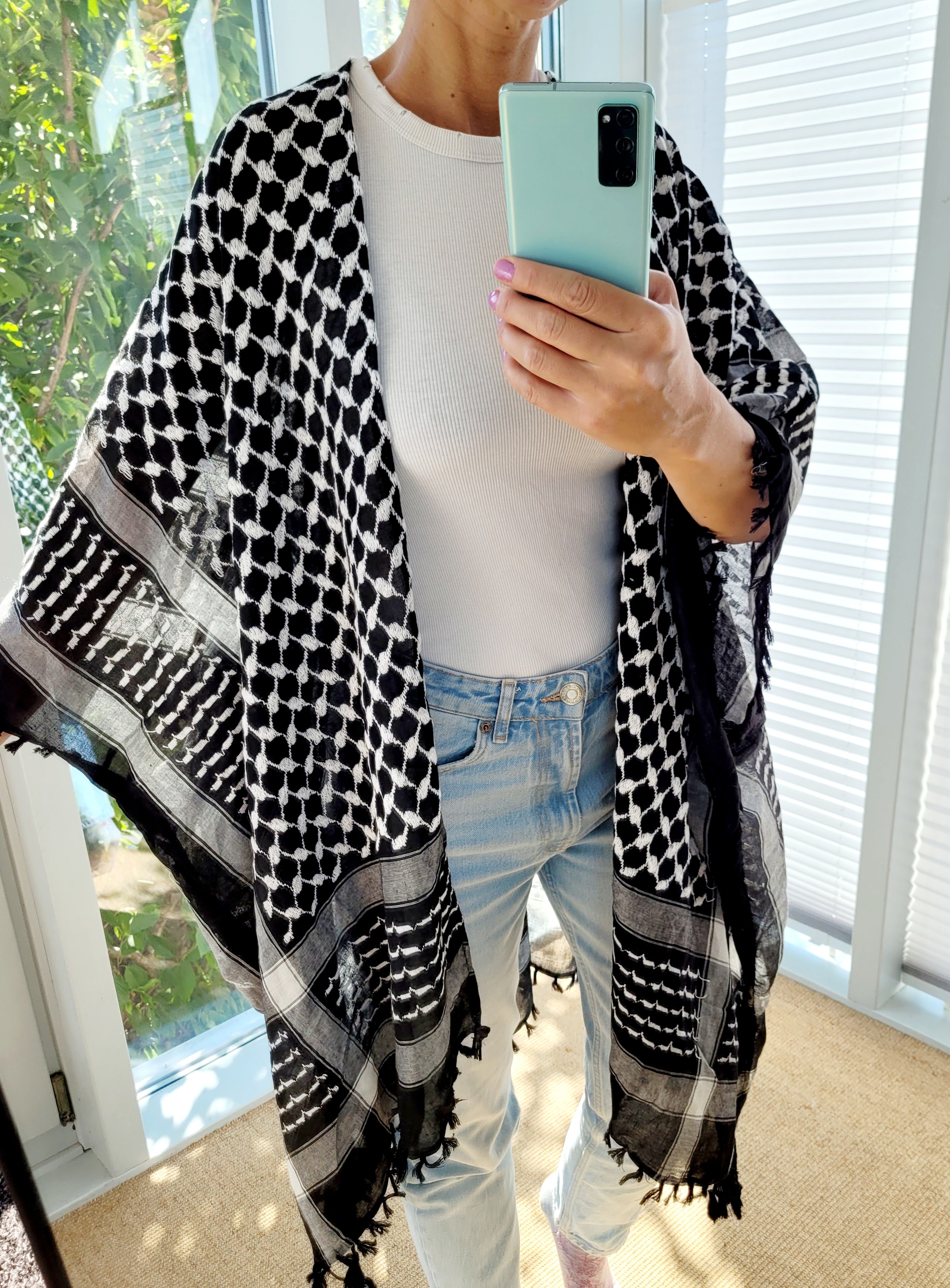 Unisex Palästina Print Langer Cardigan, Palästina Kimono