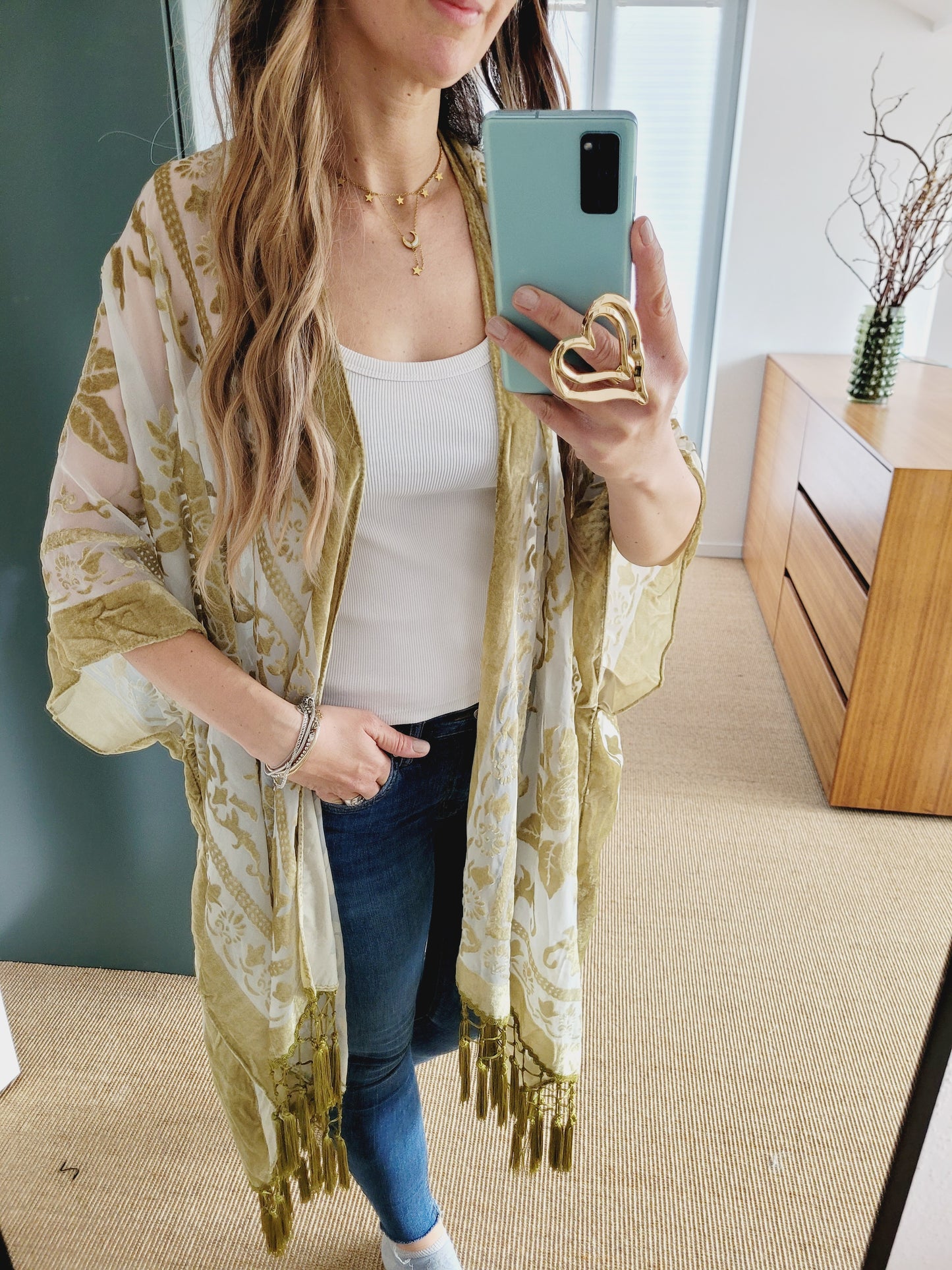 Burnout Samt Kimono Cardigan