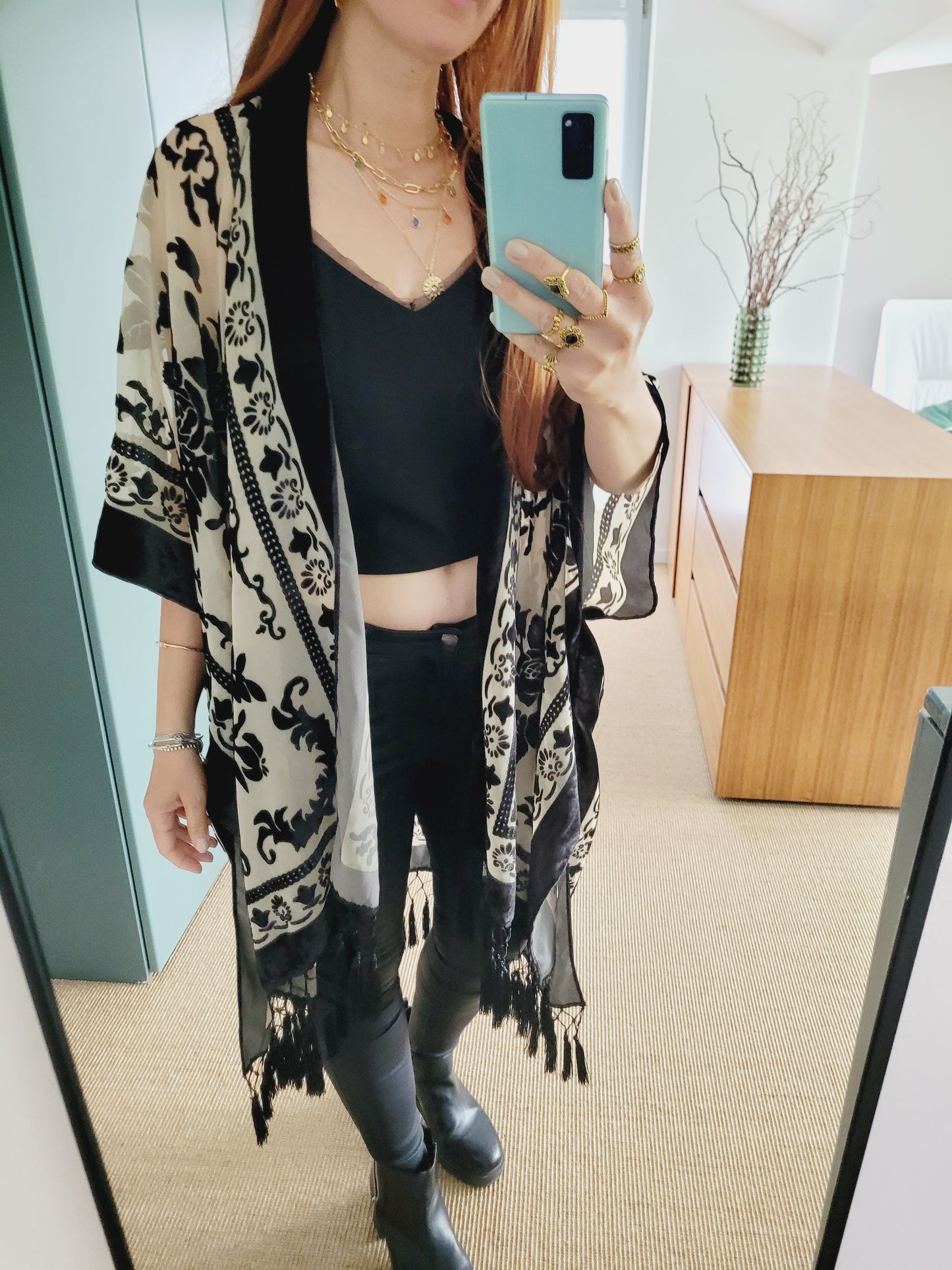 Burnout Samt Kimono Cardigan