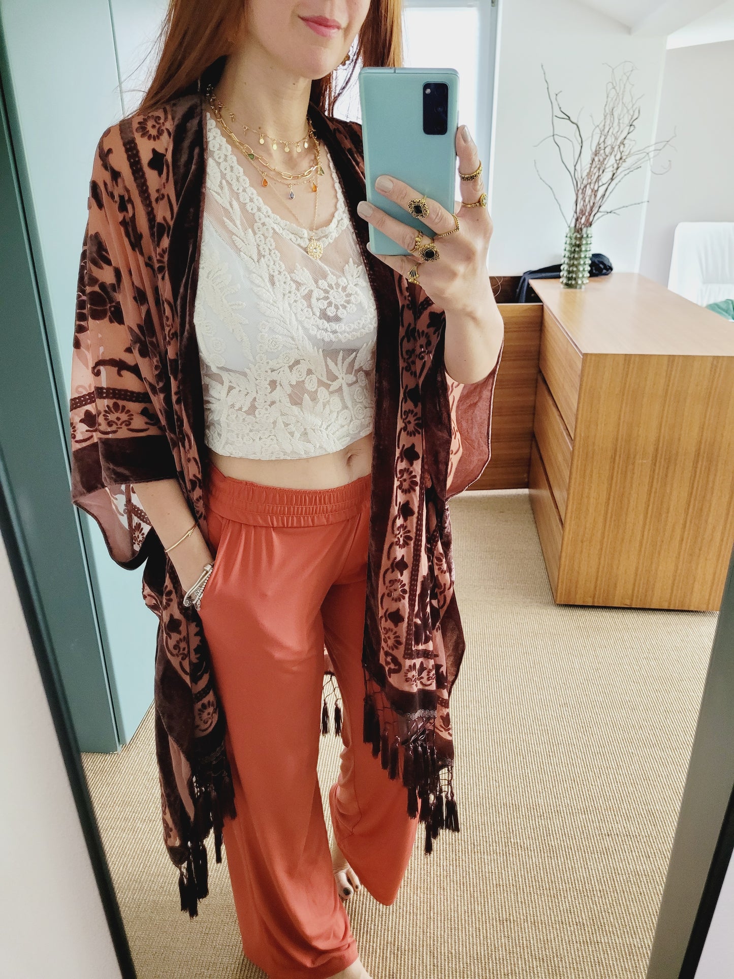 Burnout Samt Kimono Cardigan
