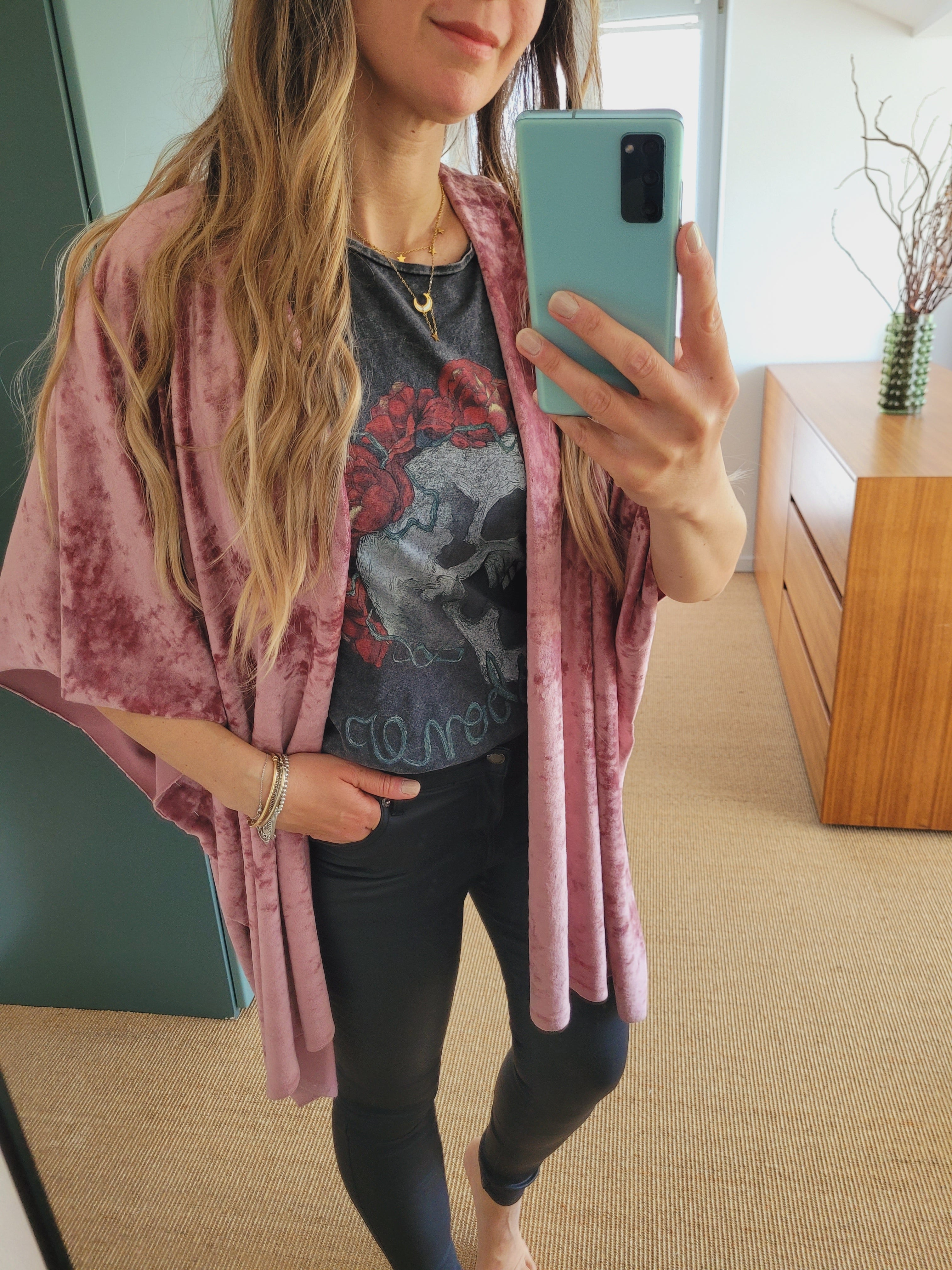 Samt Cardigan Damen dunkel altrosa