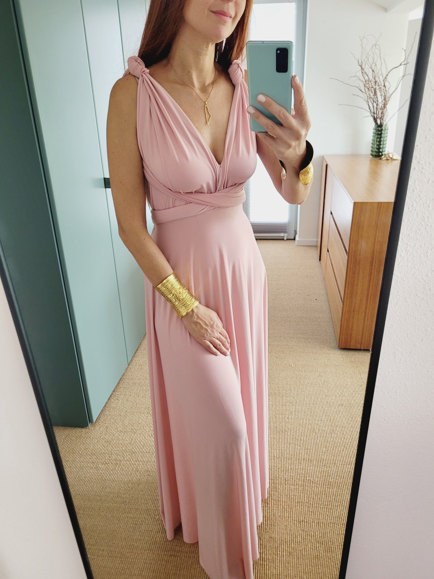 Rosa wickel Maxi Kleid