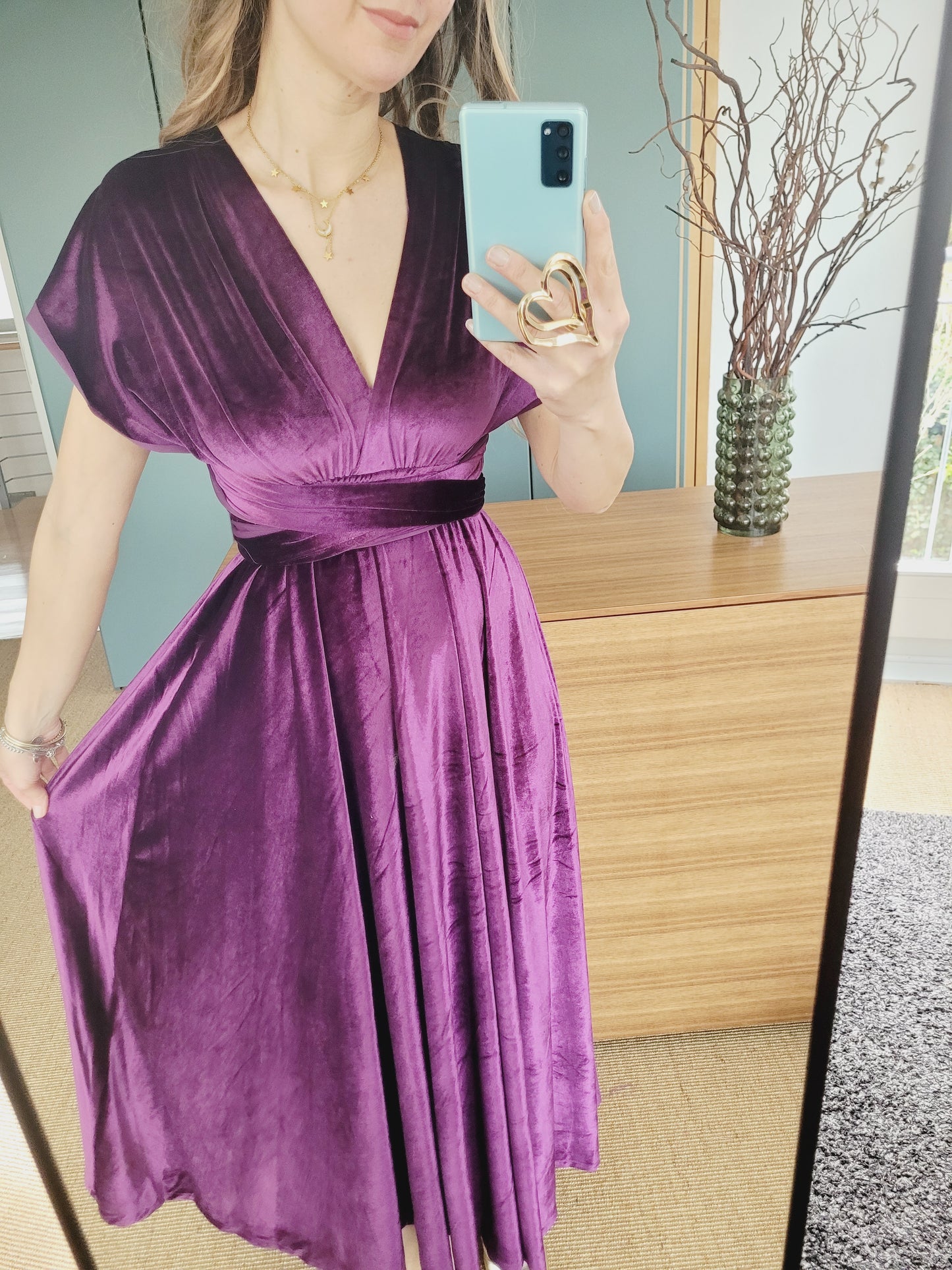 Samt lila Infinity Kleid – Umstands- & Brautjungfernkleid