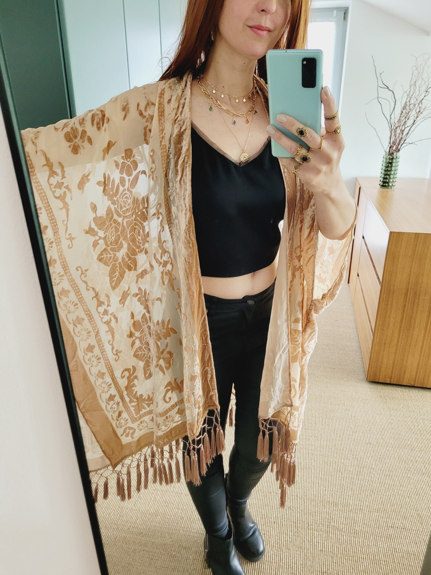 Burnout Samt Kimono Cardigan