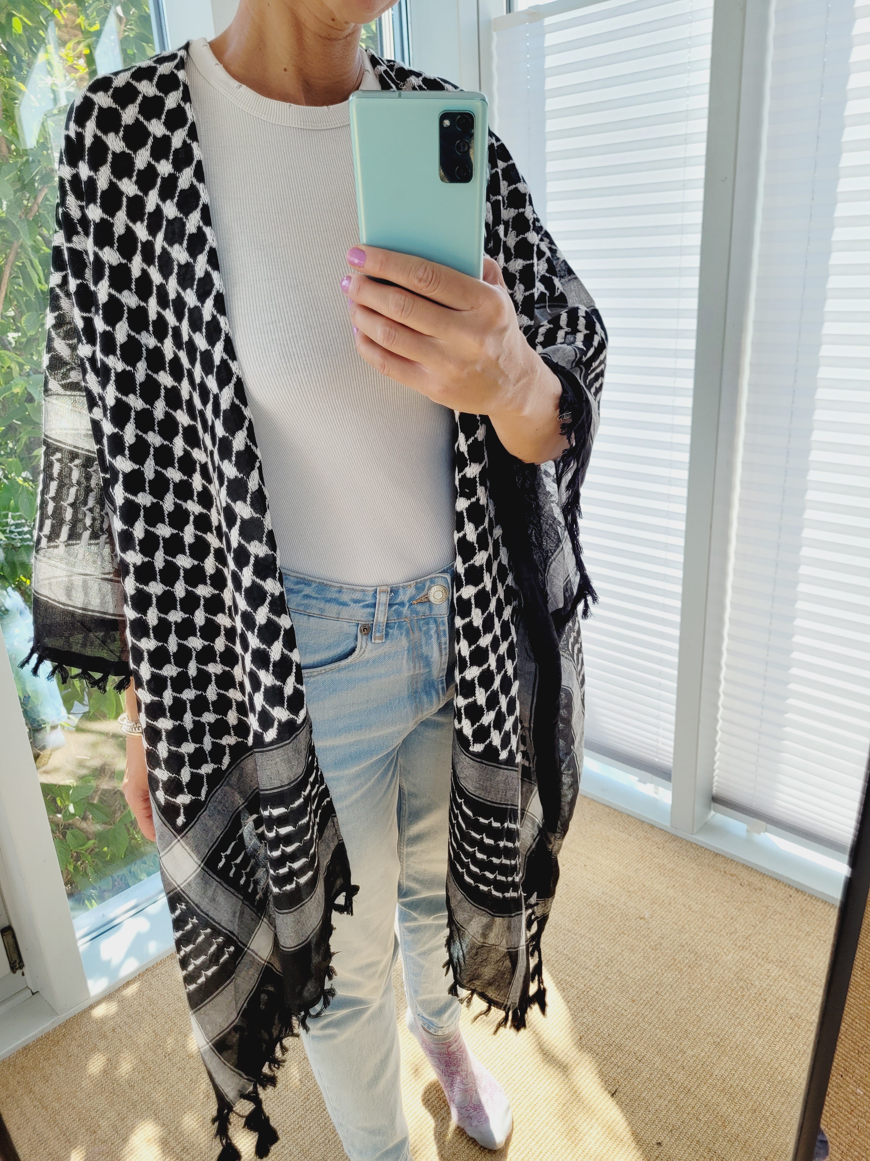 Unisex Palästina Print Langer Cardigan, Palästina Kimono