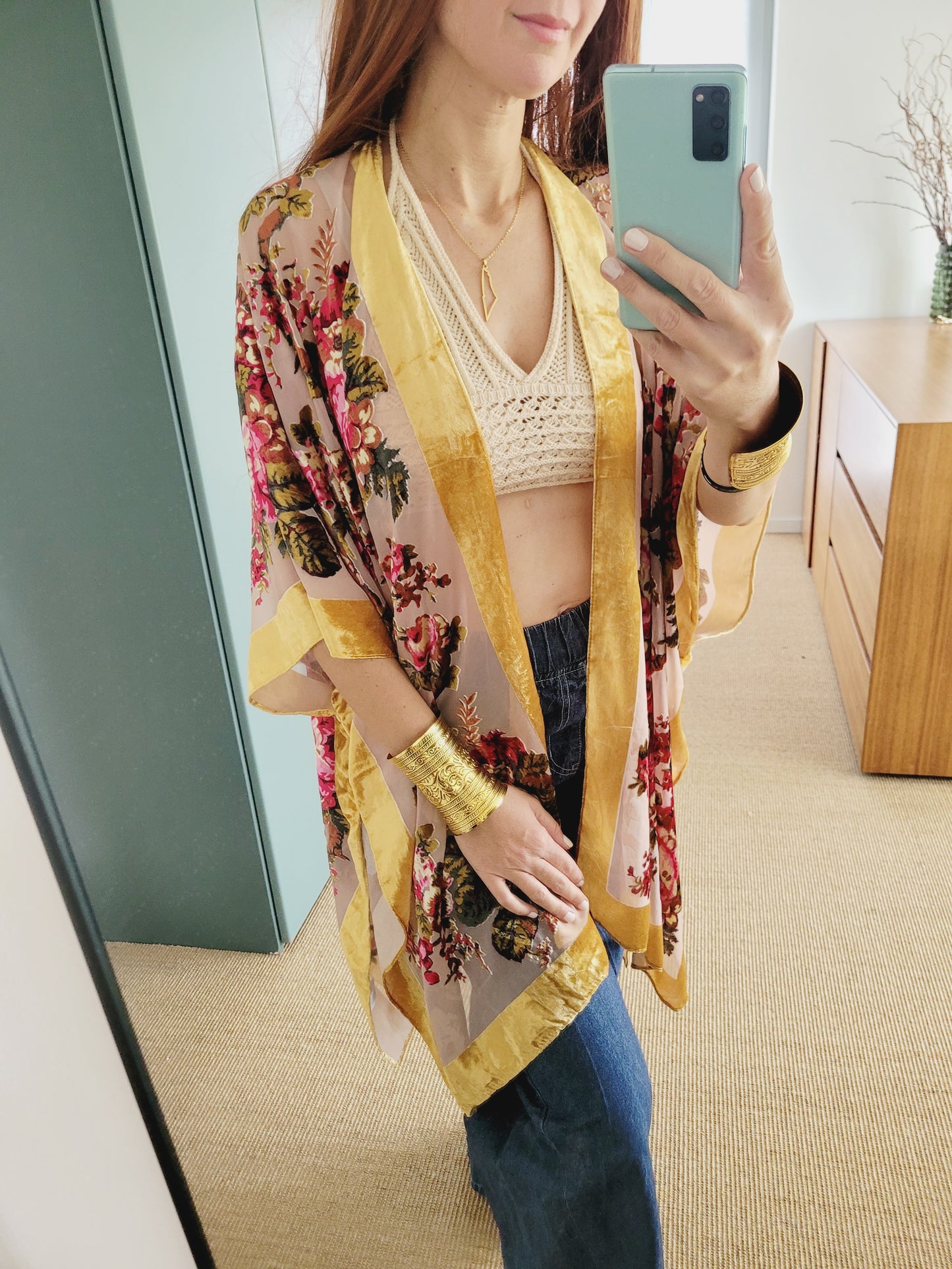 Burnout Samt Kimono Cardigan