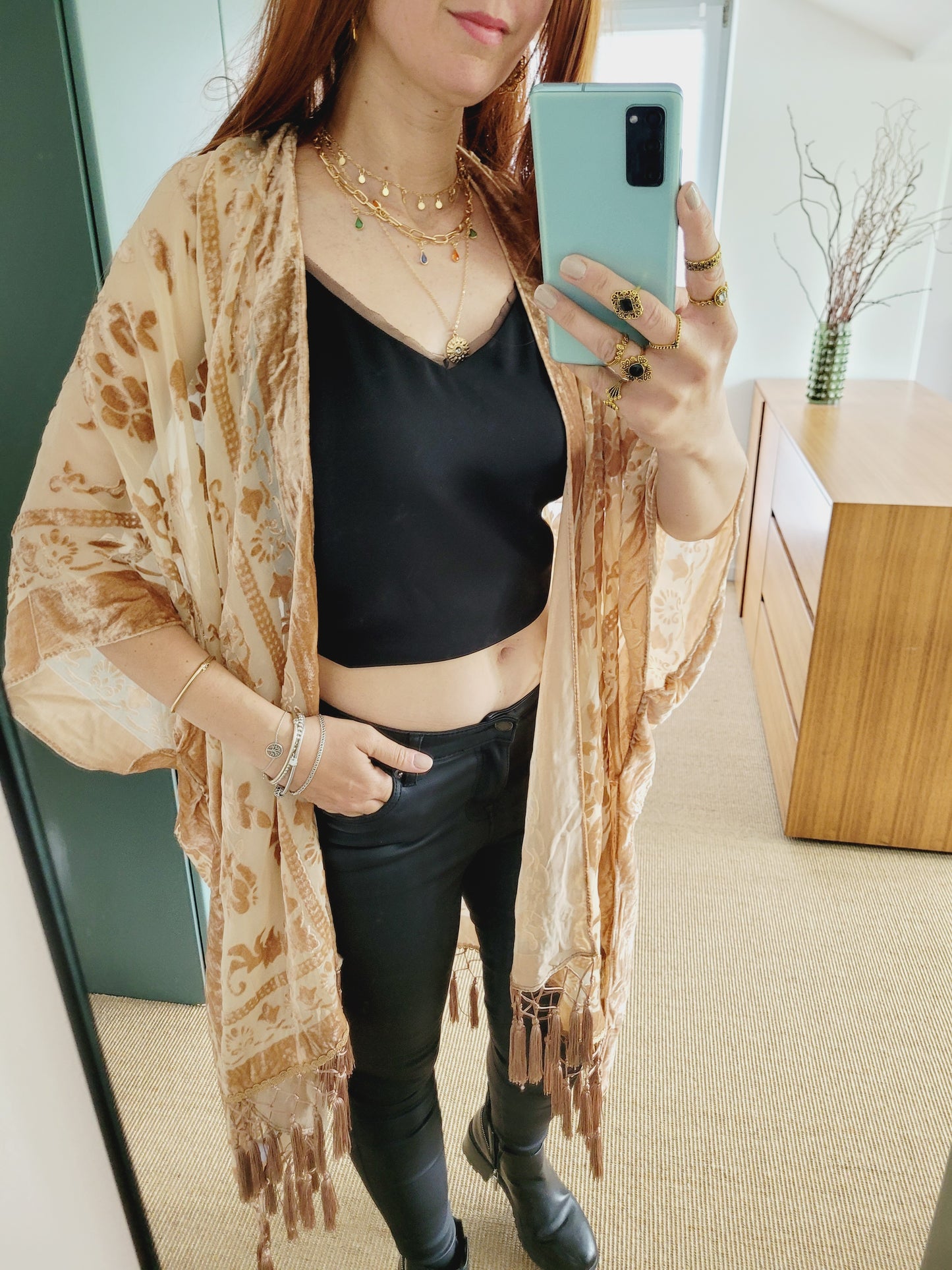 Burnout Samt Kimono Cardigan