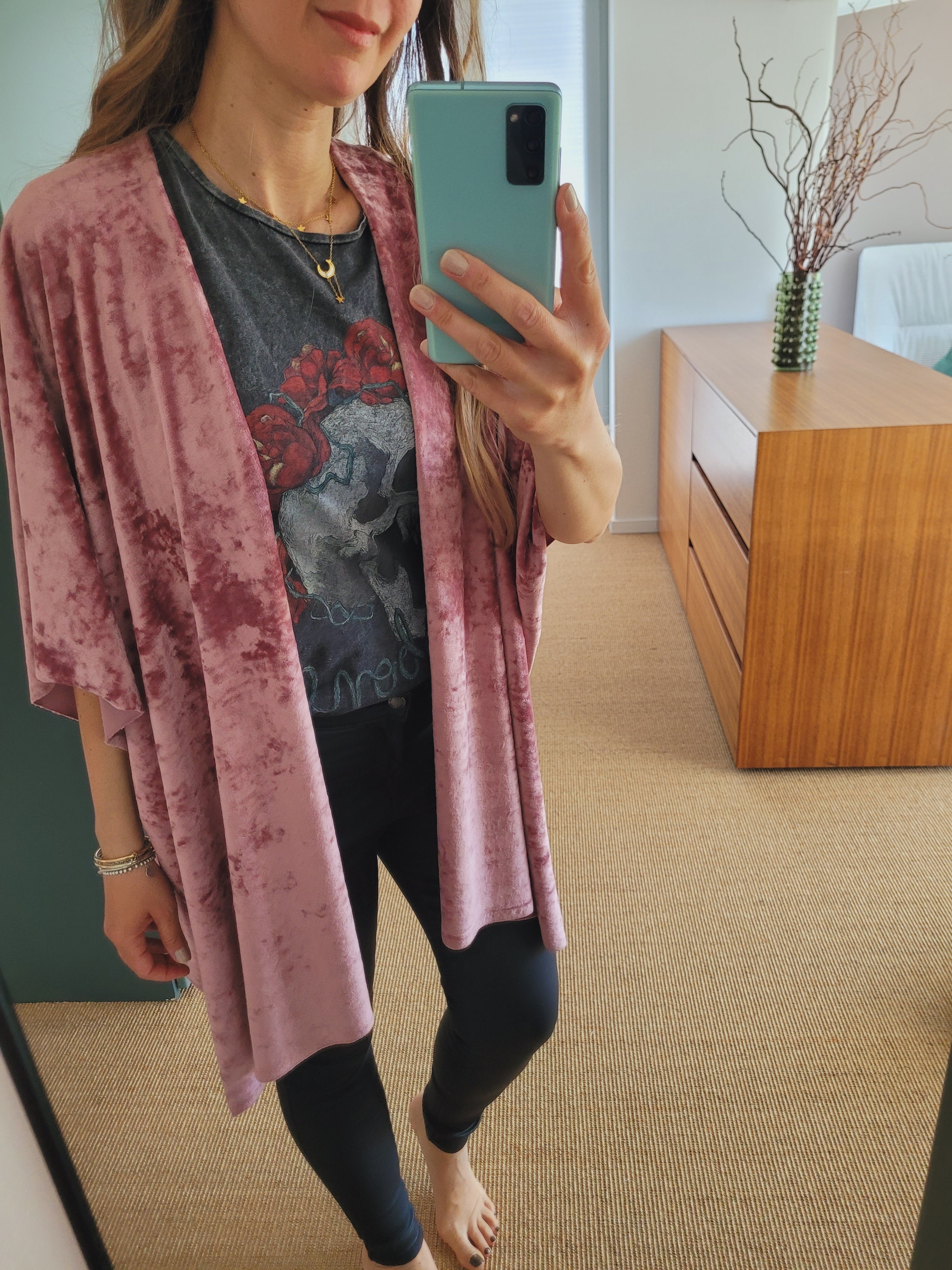 Samt Cardigan Damen dunkel altrosa