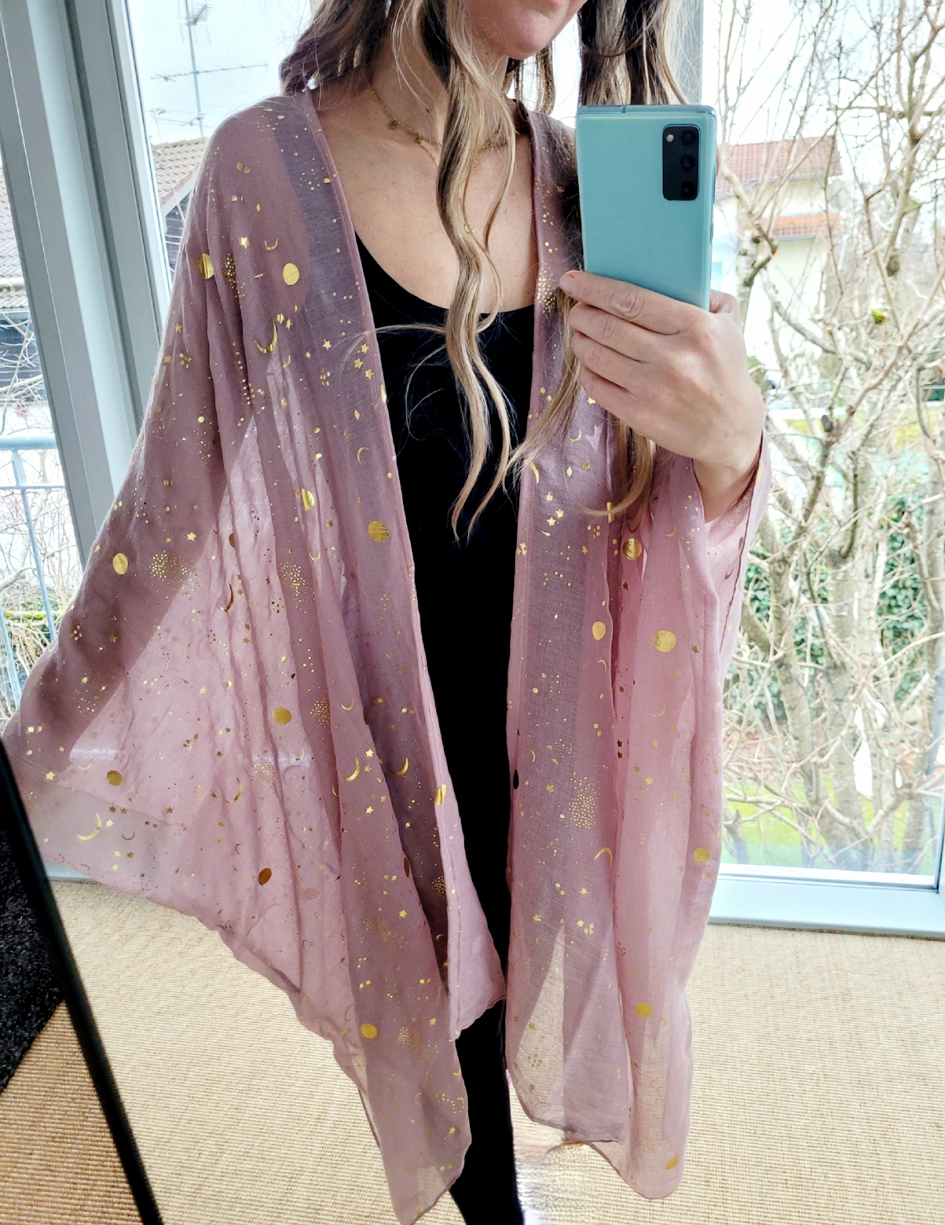 Unisex Glitzer Umhang mit Mond und Sternen