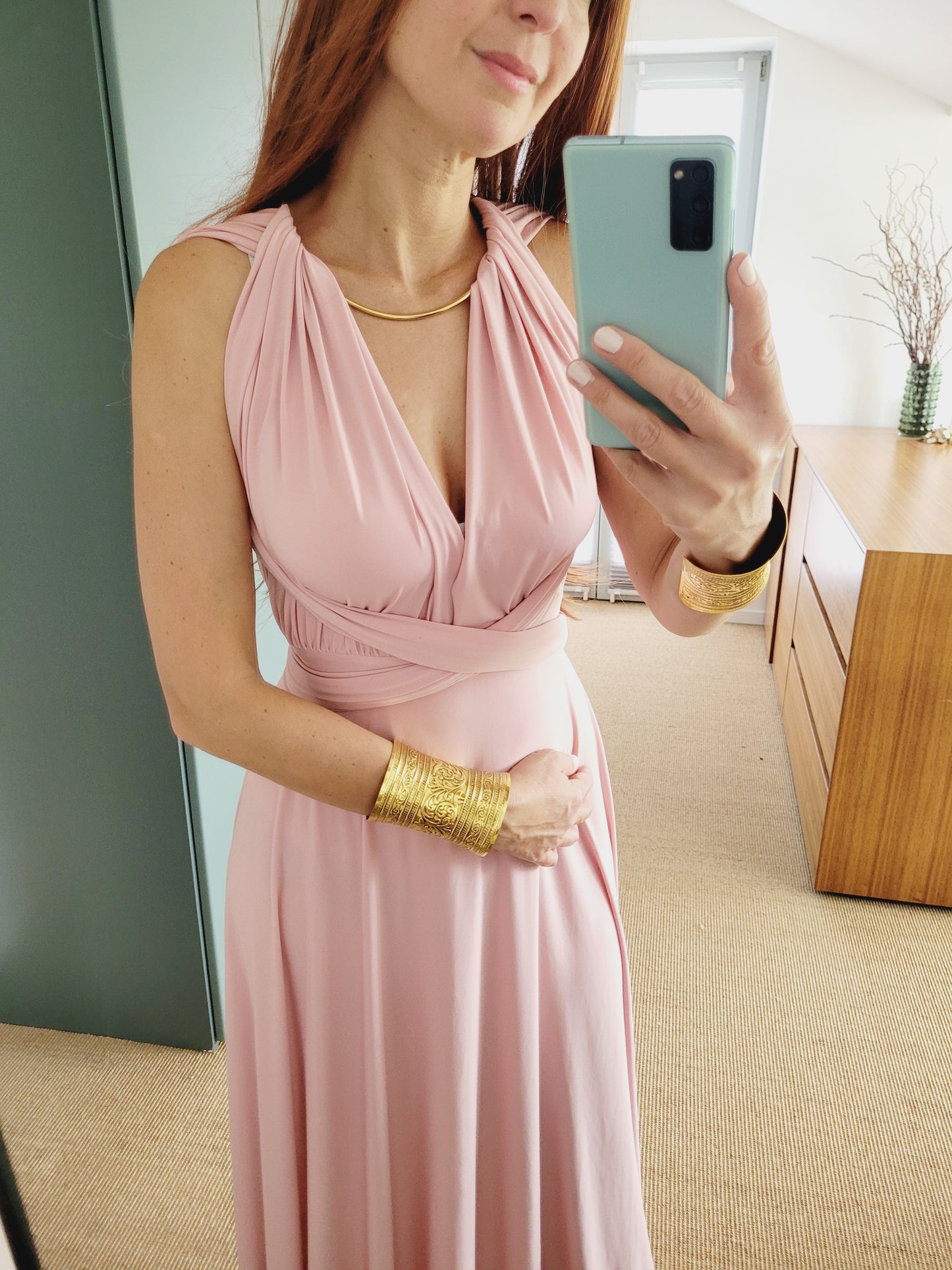 Rosa wickel Maxi Kleid