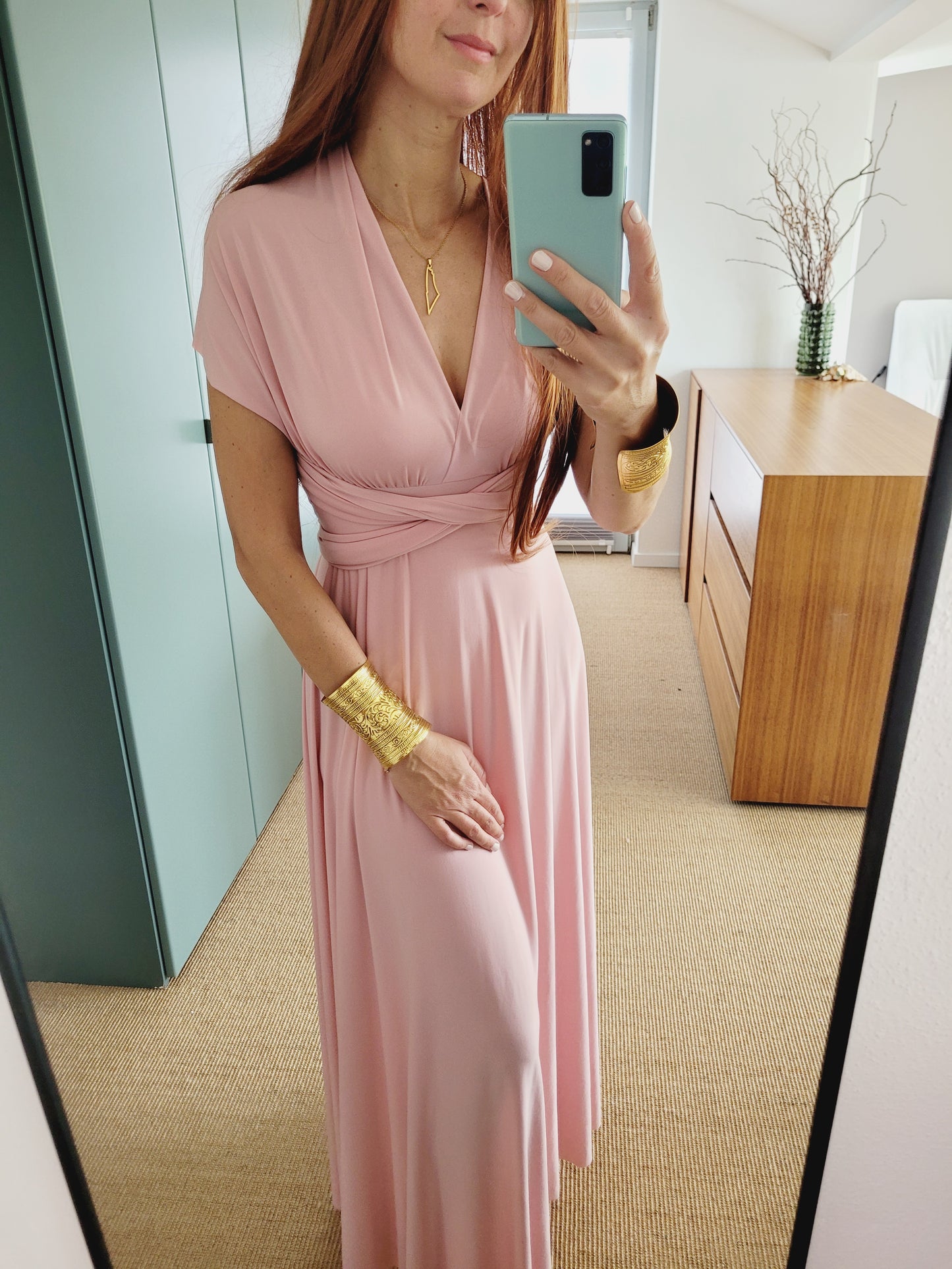 Rosa wickel Maxi Kleid