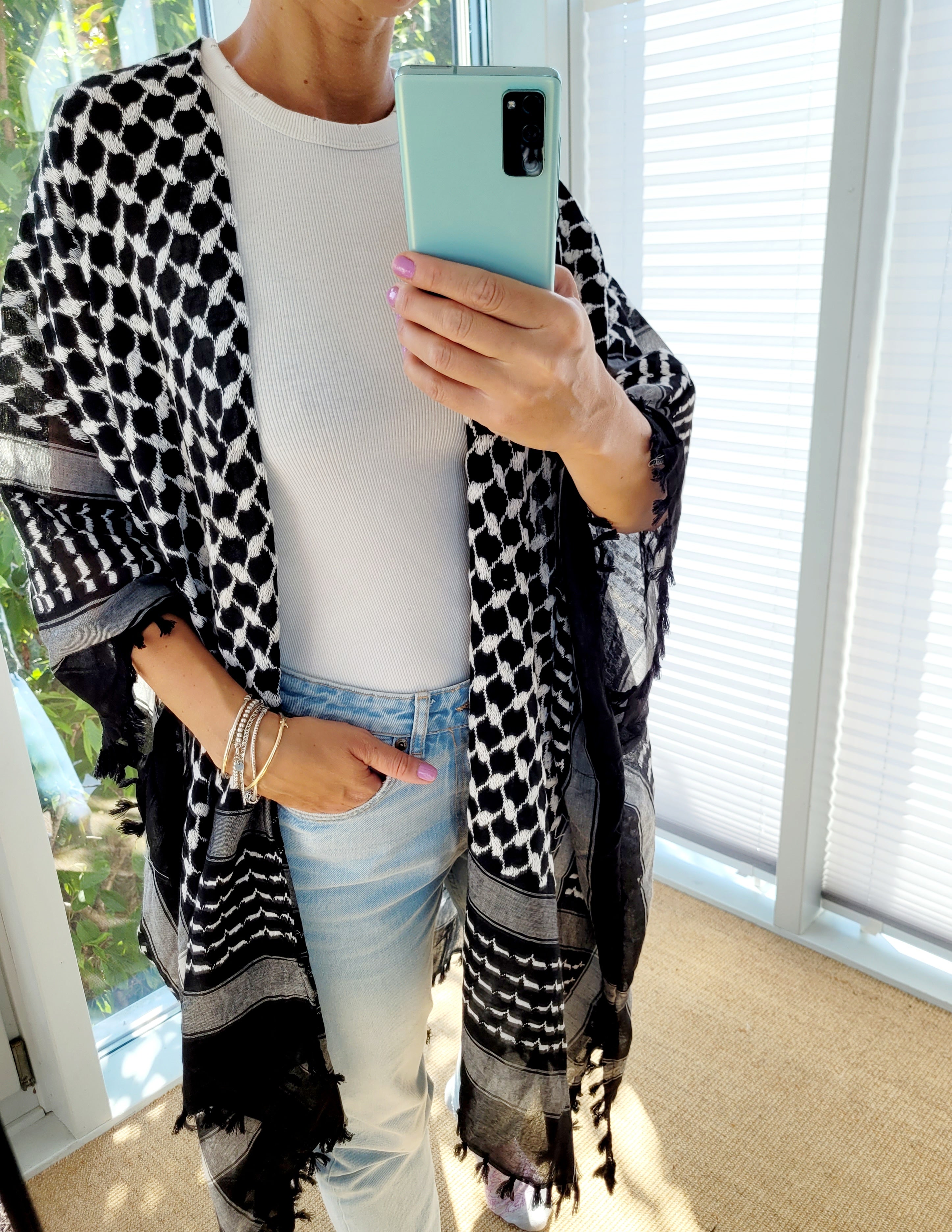 Unisex Palästina Print Langer Cardigan, Palästina Kimono
