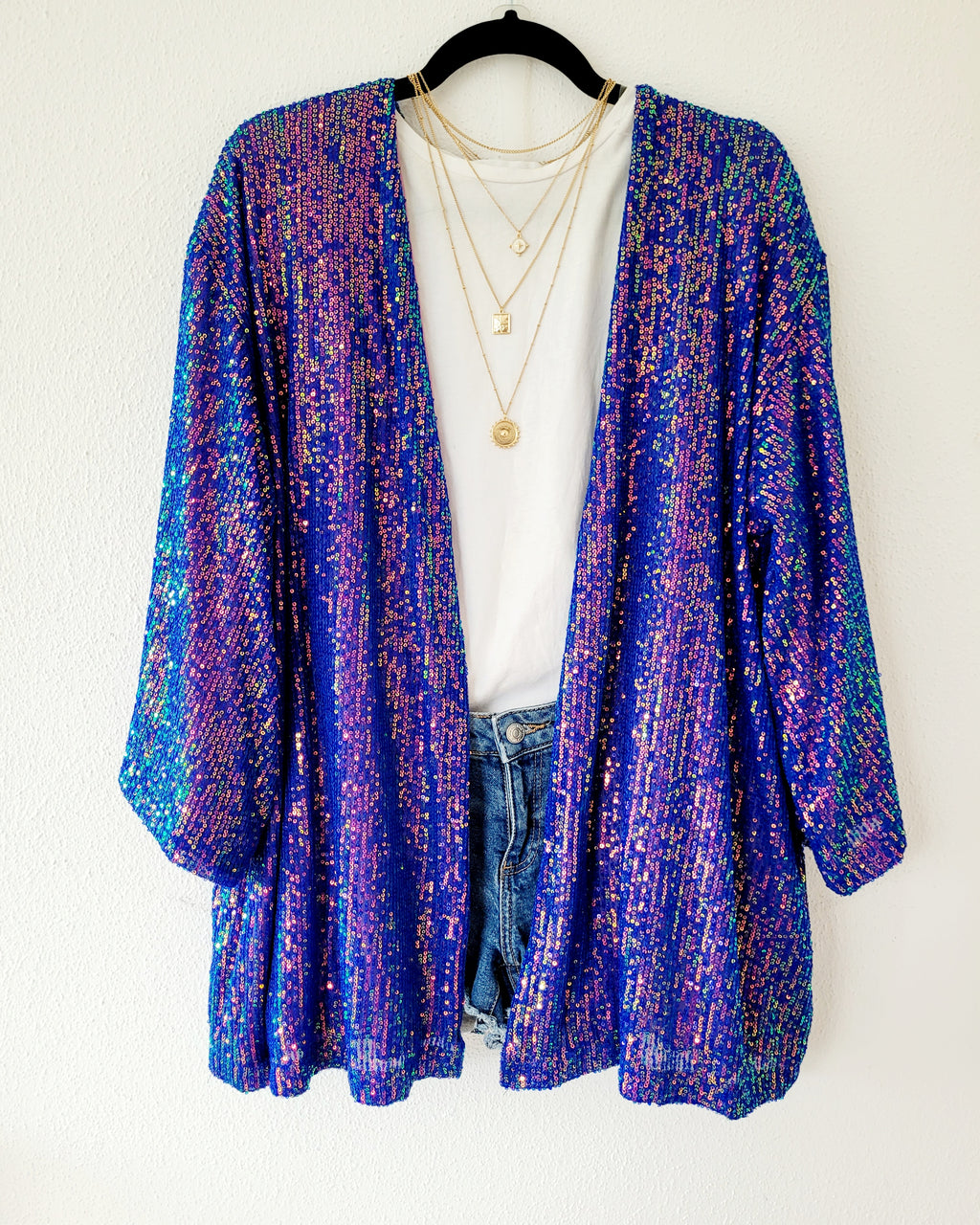 Unisex short sequined cardigan/purple sequin jacket/ light sequin kimono/cardigan/plus size sequin cardigan/ pink gold jacket