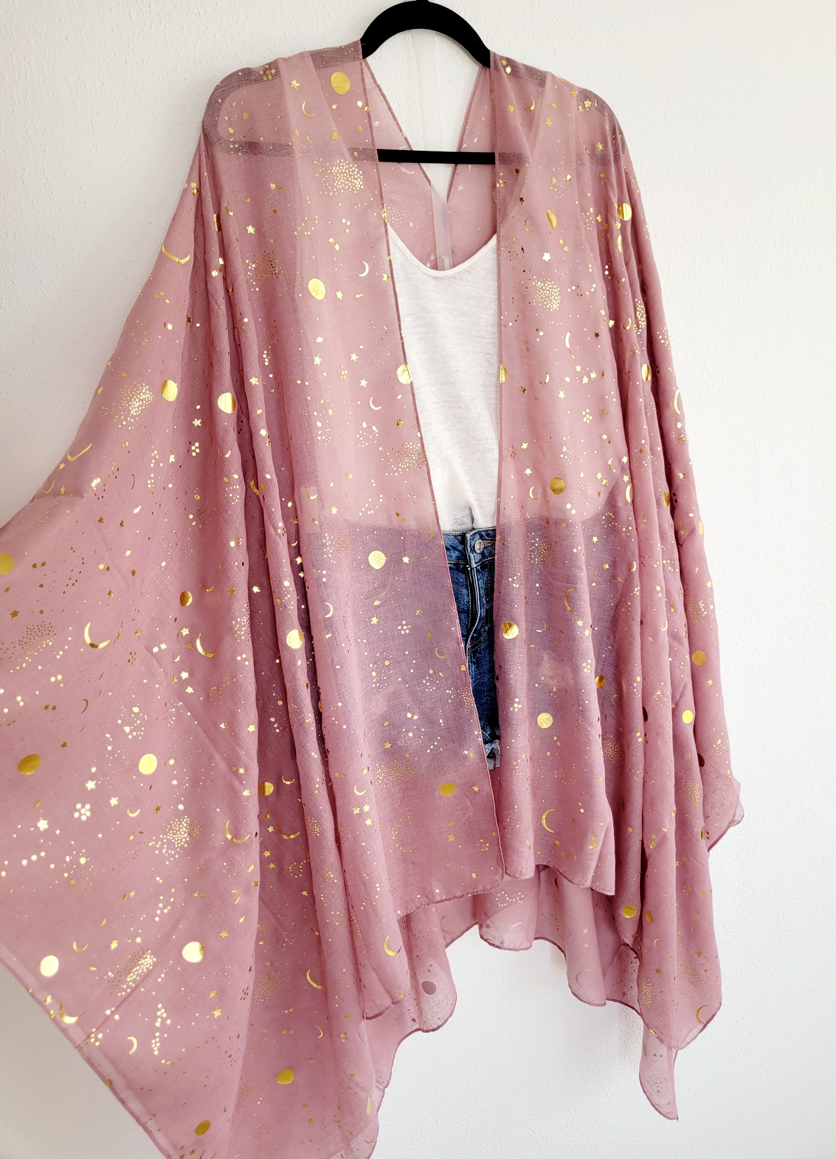 Unisex Whimsigoth Mond & Sterne Kimono – Boho Festival Cardigan