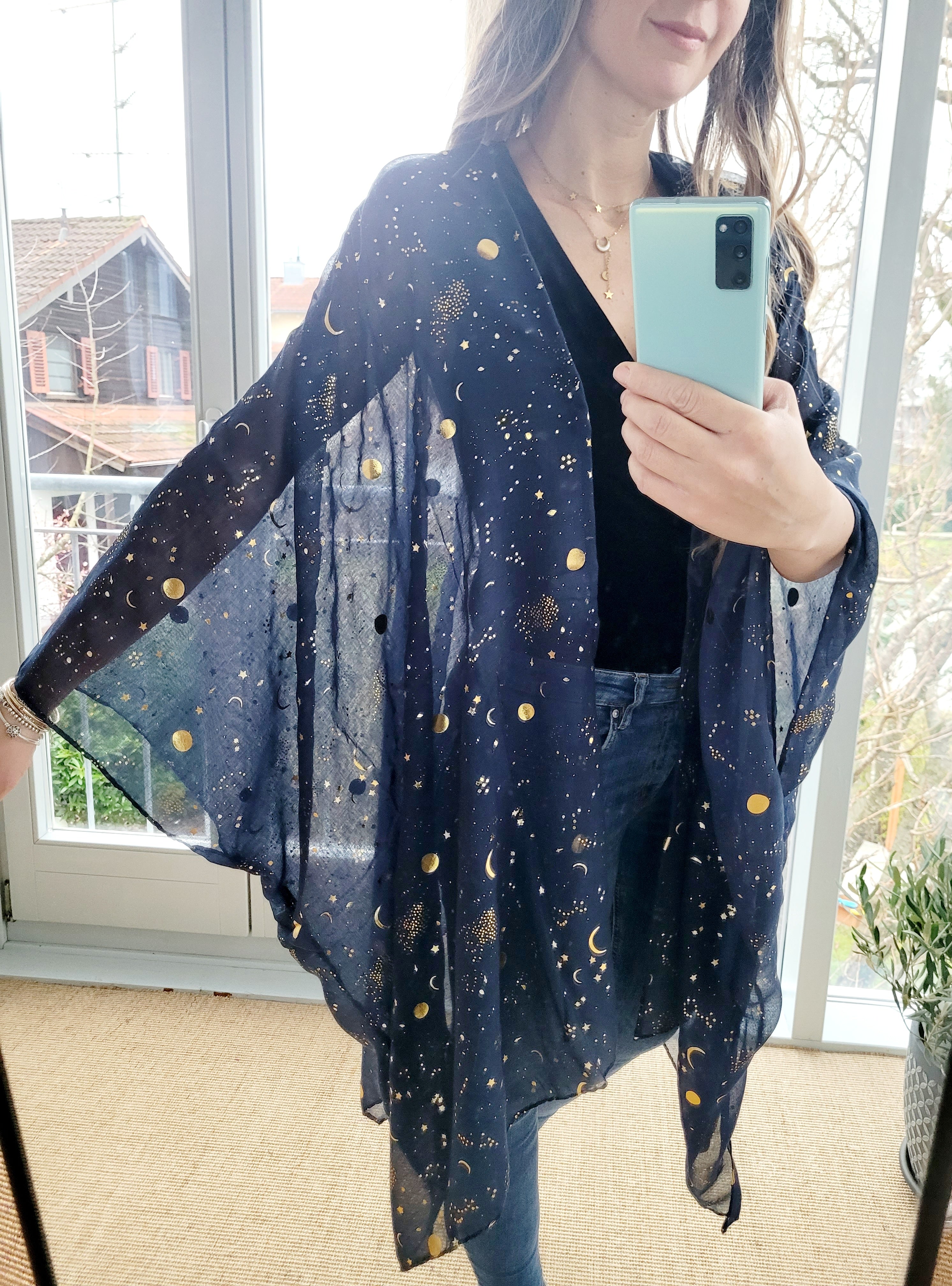 Unisex Whimsigoth Mond & Sterne Kimono – Boho Festival Cardigan