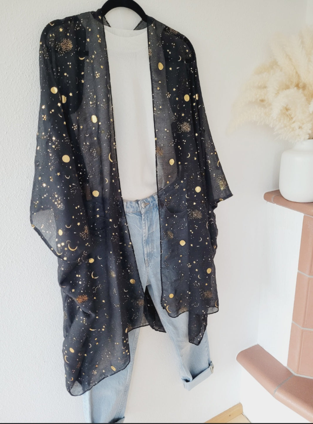 Unisex Whimsigoth Mond & Sterne Kimono – Boho Festival Cardigan