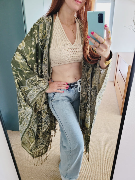 Boho  grüner Cardigan