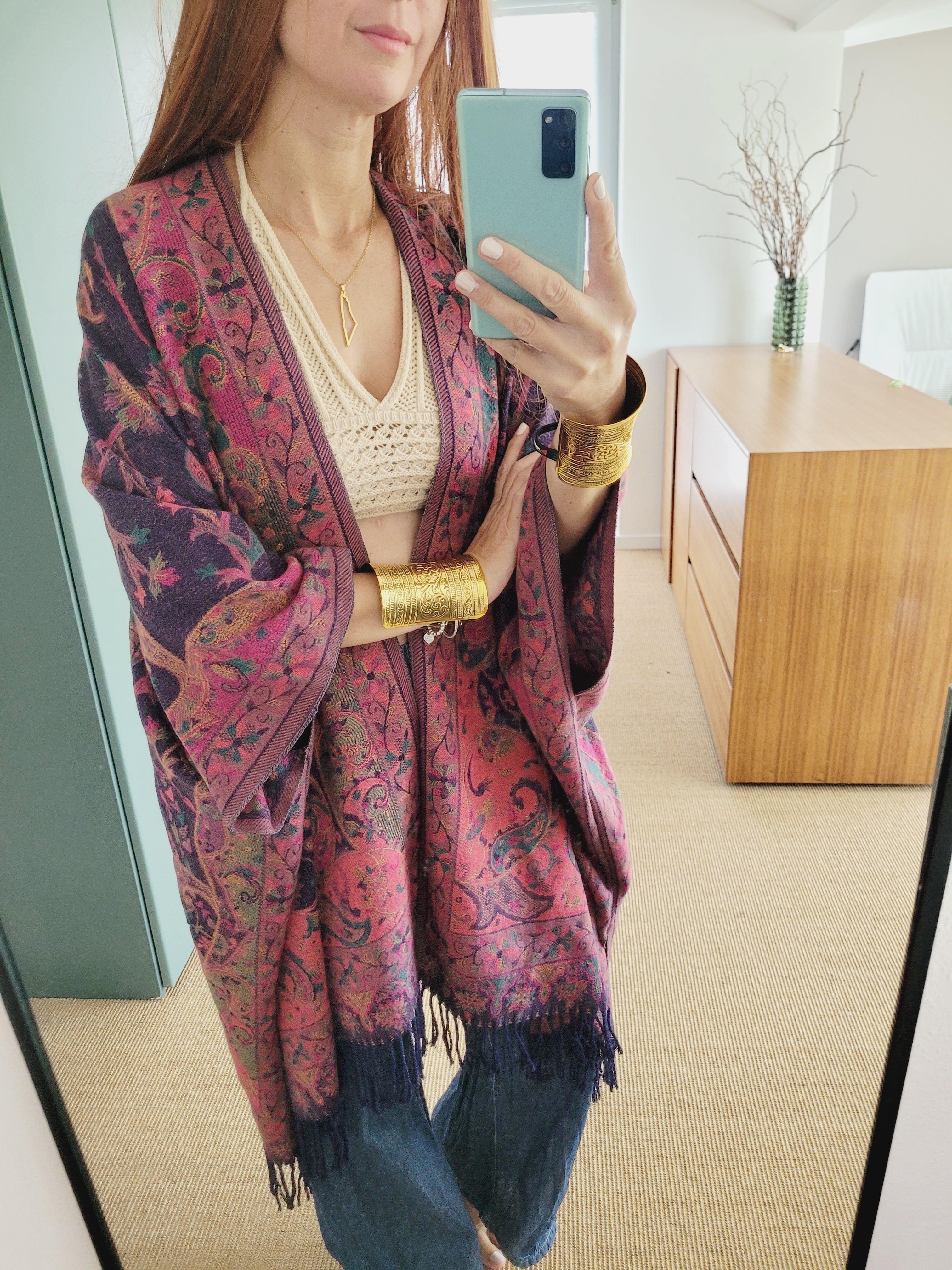 Unisex dicker cardigan mit Paisley Muster