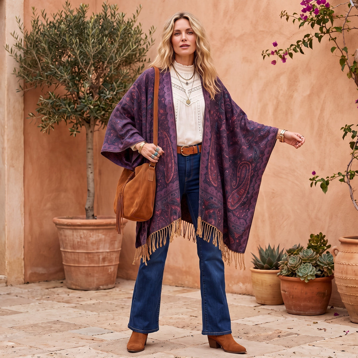 Unisex dicker cardigan mit Paisley Muster