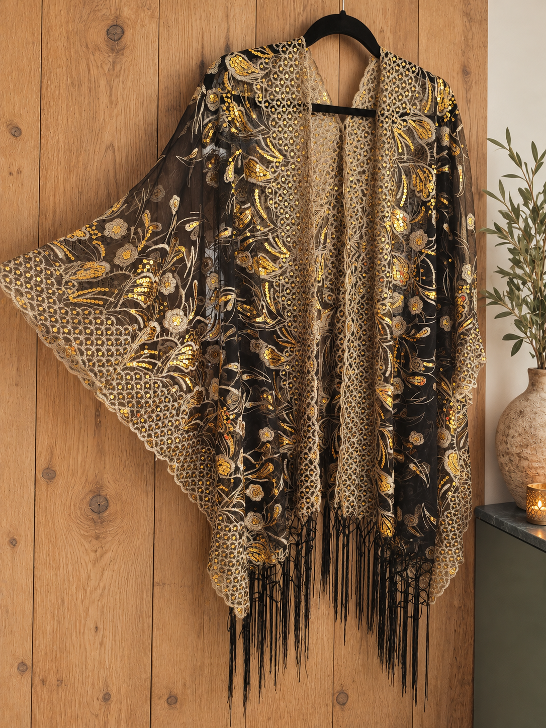 Boho Kimono mit Goldstickerei