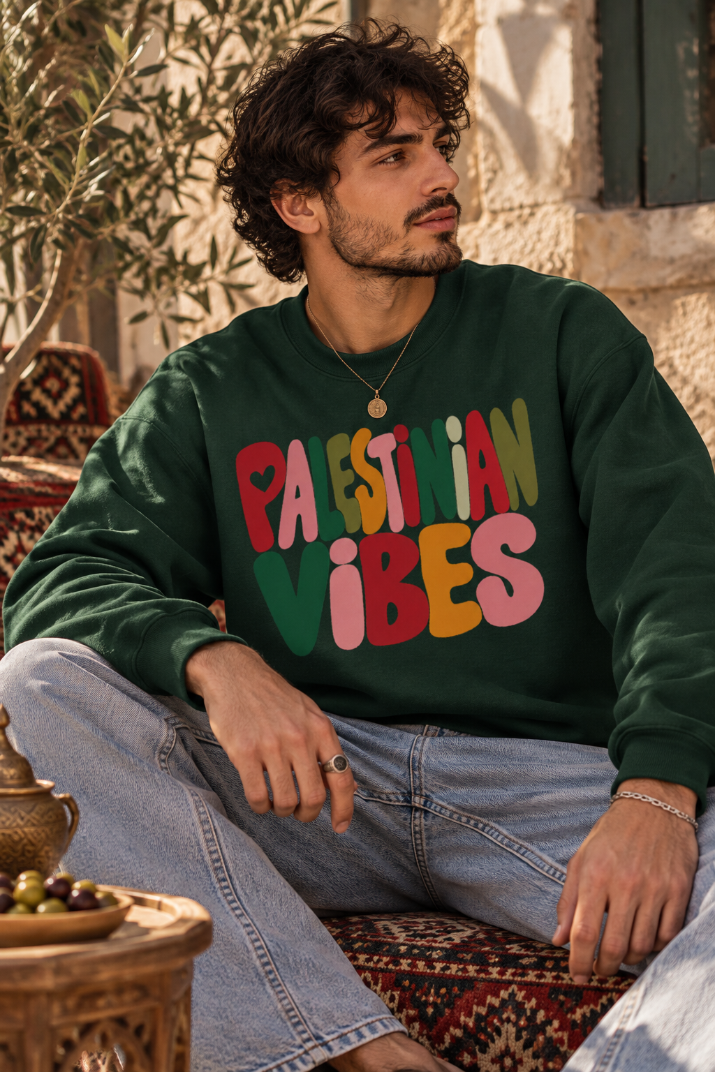 Palestinian Vibes Sweatshirt, Palestine Crewneck, Unisex Palestinian Sweater, Palestine Gift, Retro Graphic Sweatshirt