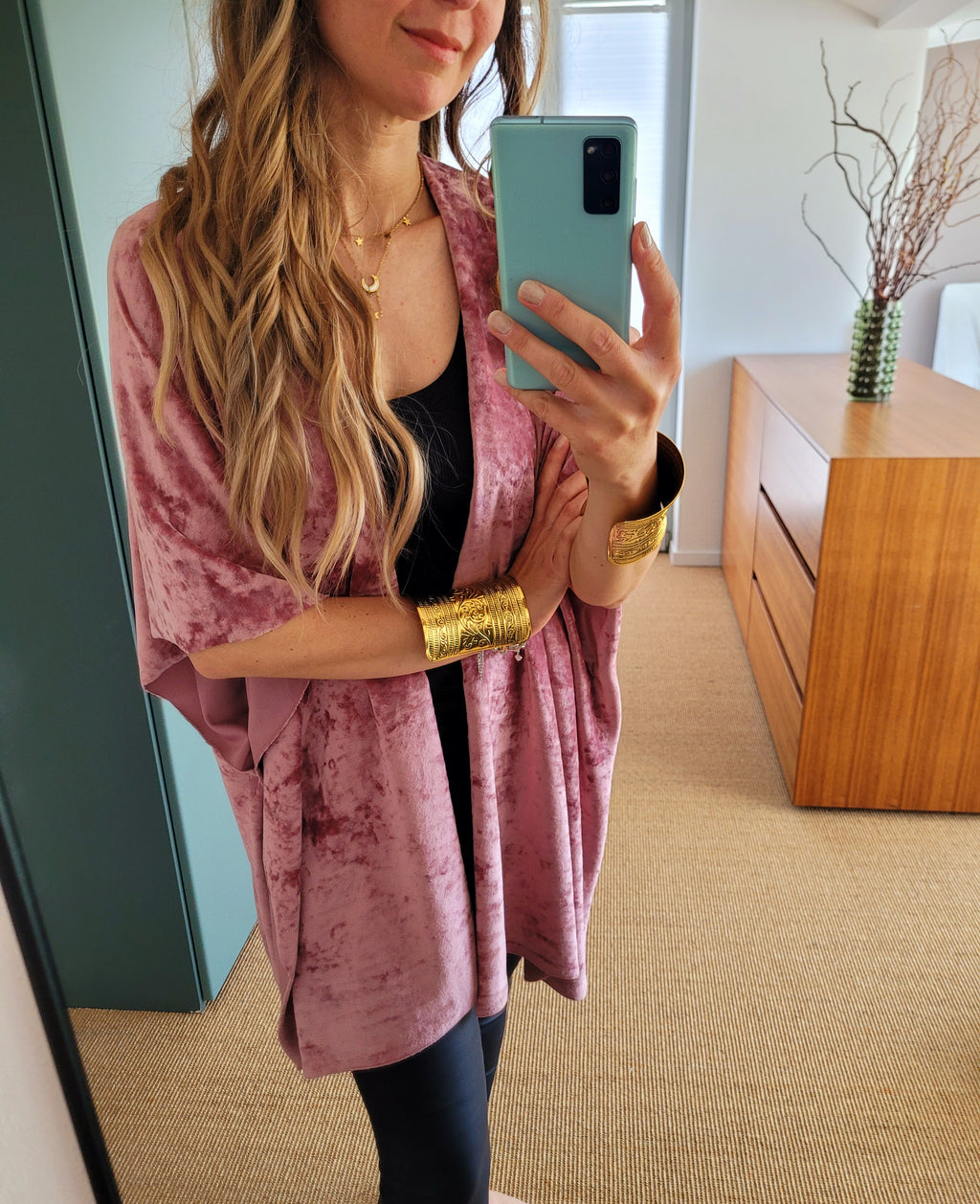 Samt Cardigan Damen dunkel altrosa