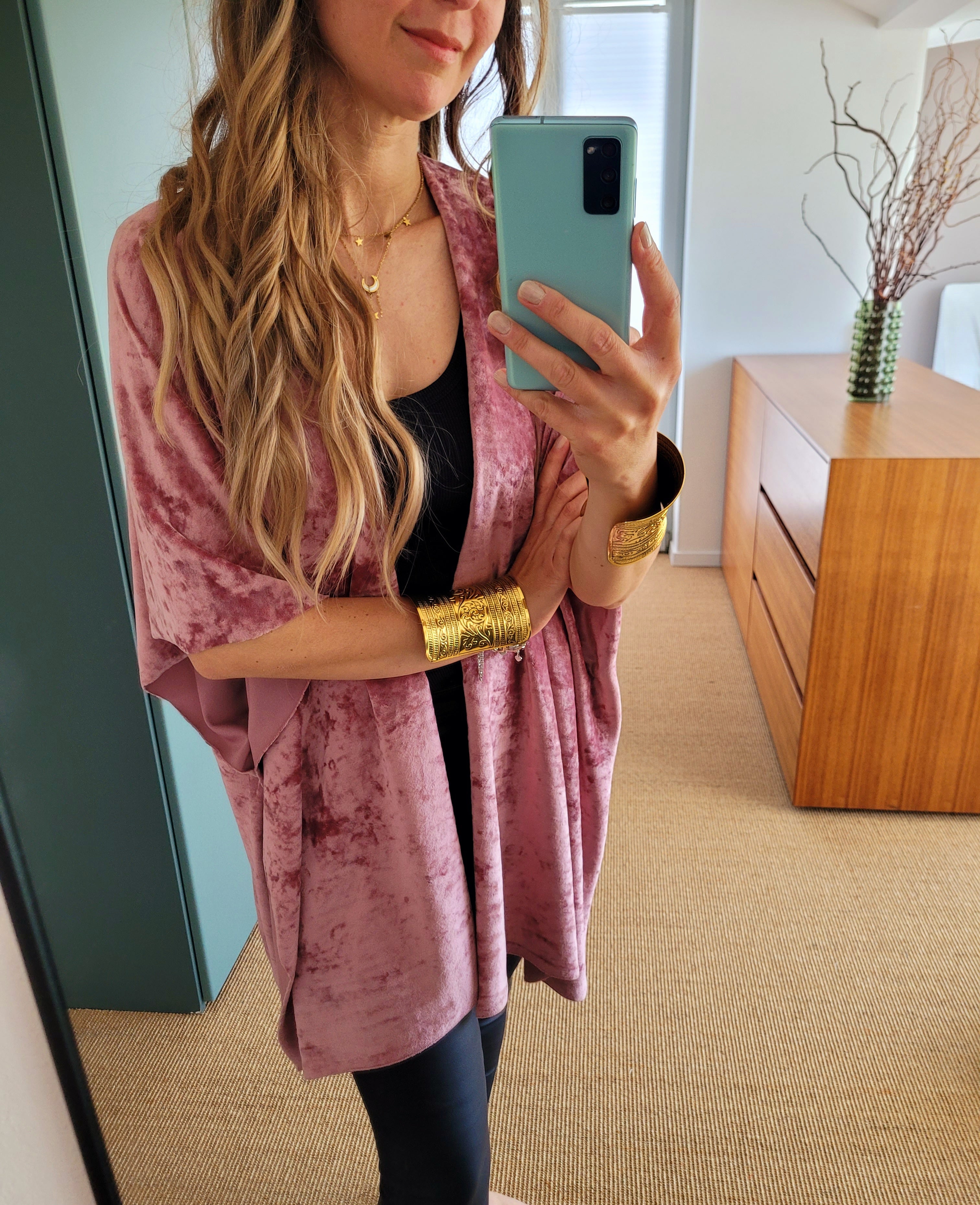 Samt Cardigan Damen dunkel altrosa