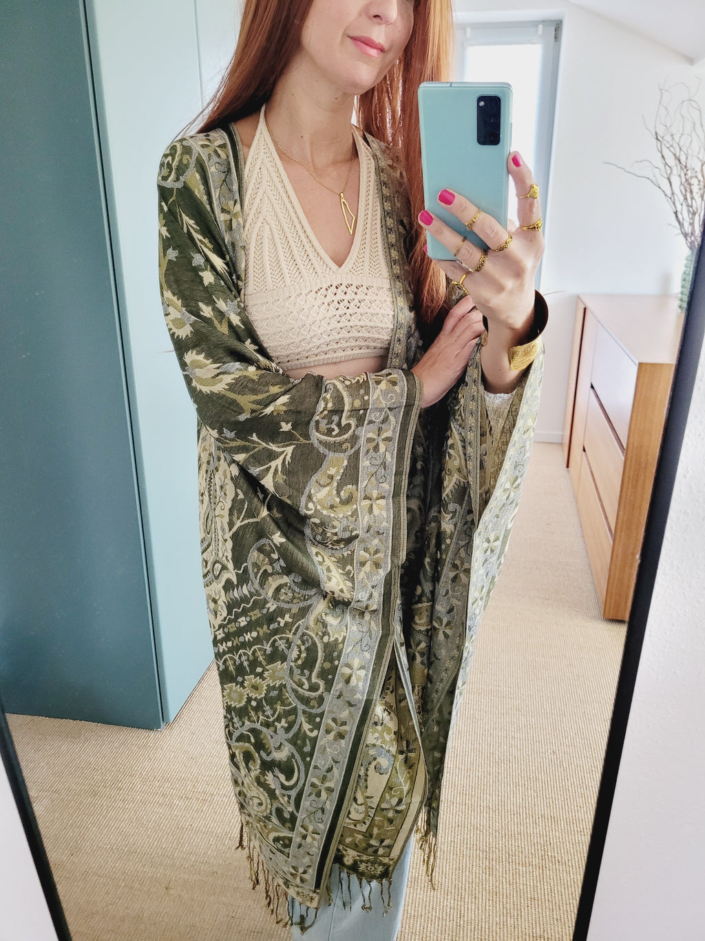 Boho  grüner Cardigan