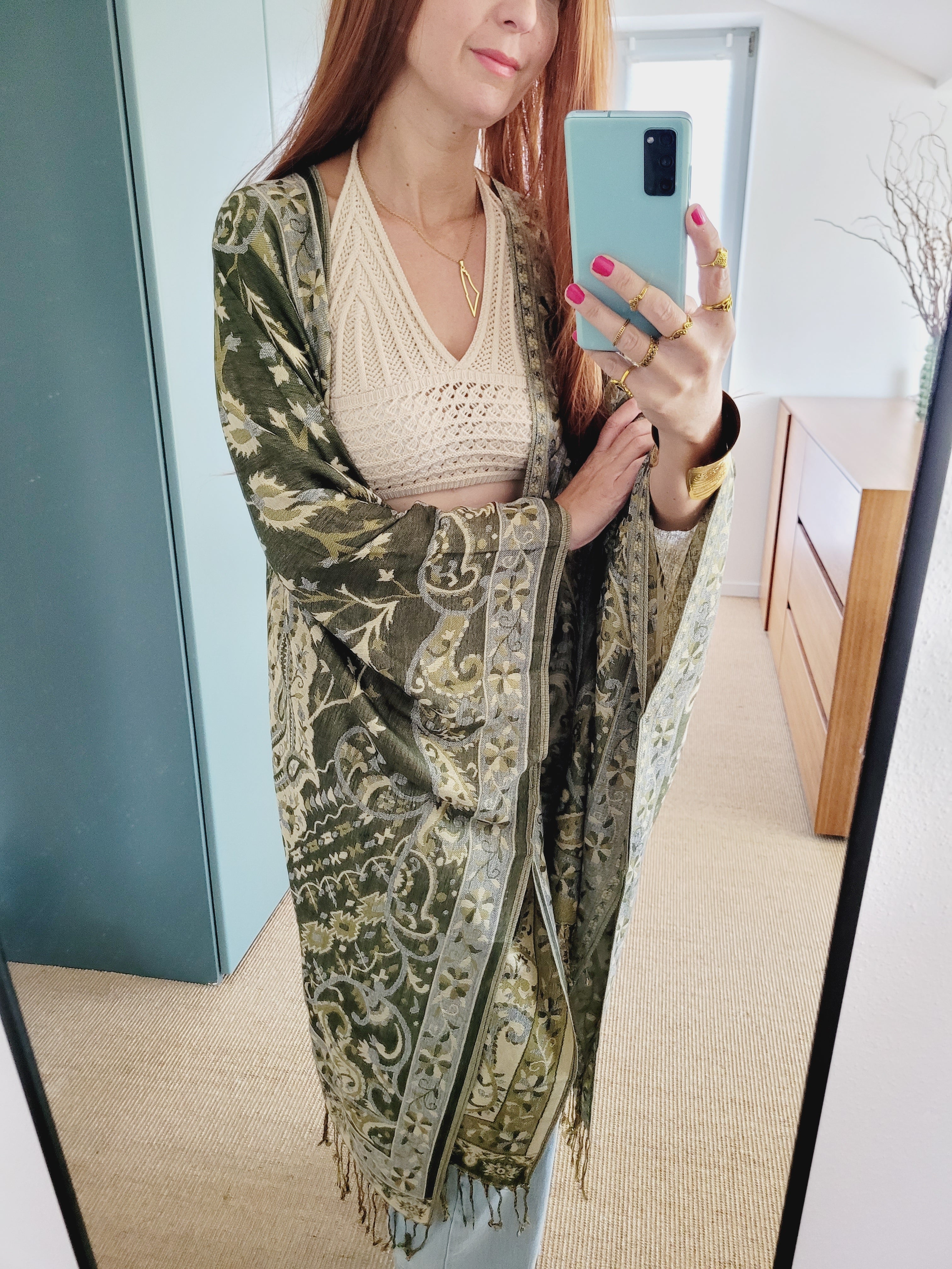Boho  grüner Cardigan