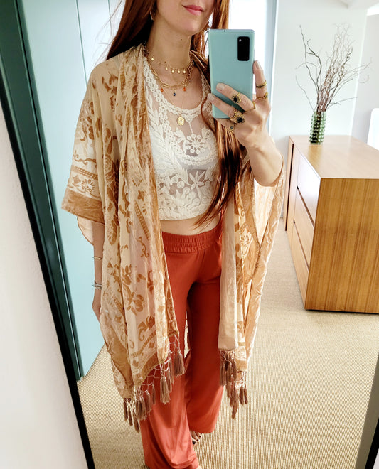 Burnout Samt Kimono Cardigan
