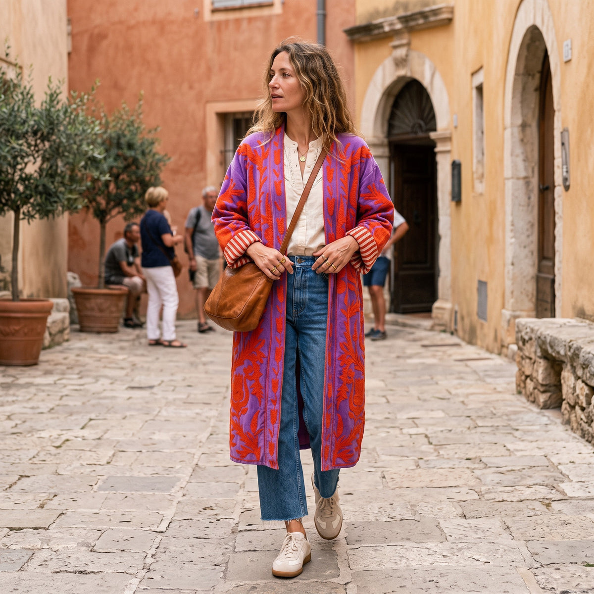 Bestickte Baumwolljacke – Boho Kimono | Oversized & Lässig | Übergangsjacke