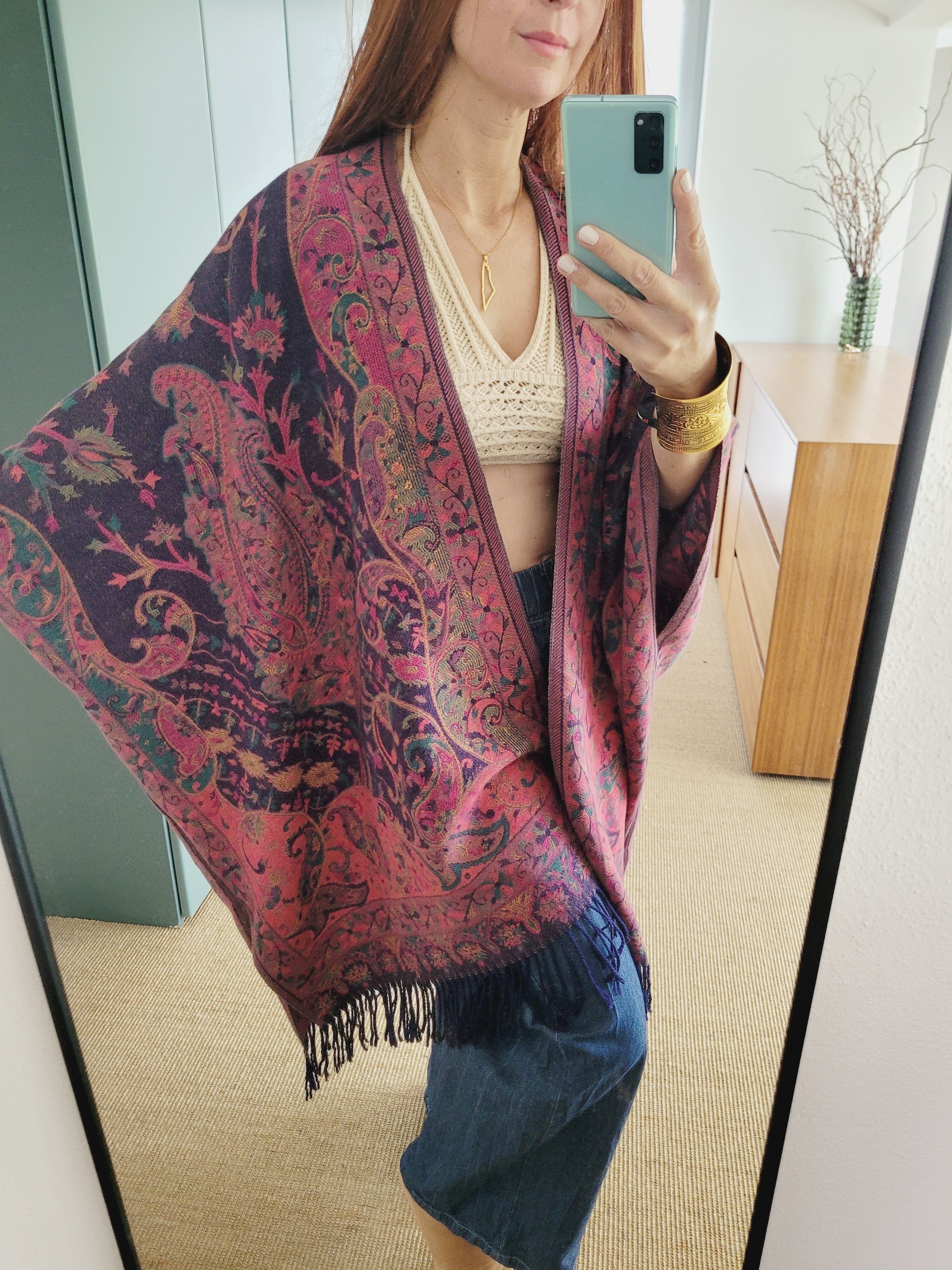 Unisex dicker cardigan mit Paisley Muster