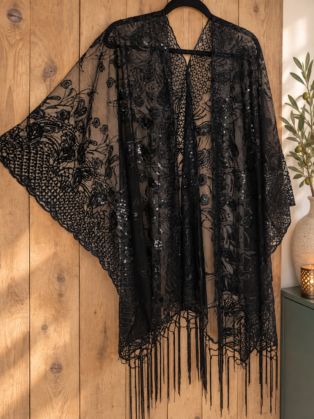 Boho Kimono mit Goldstickerei