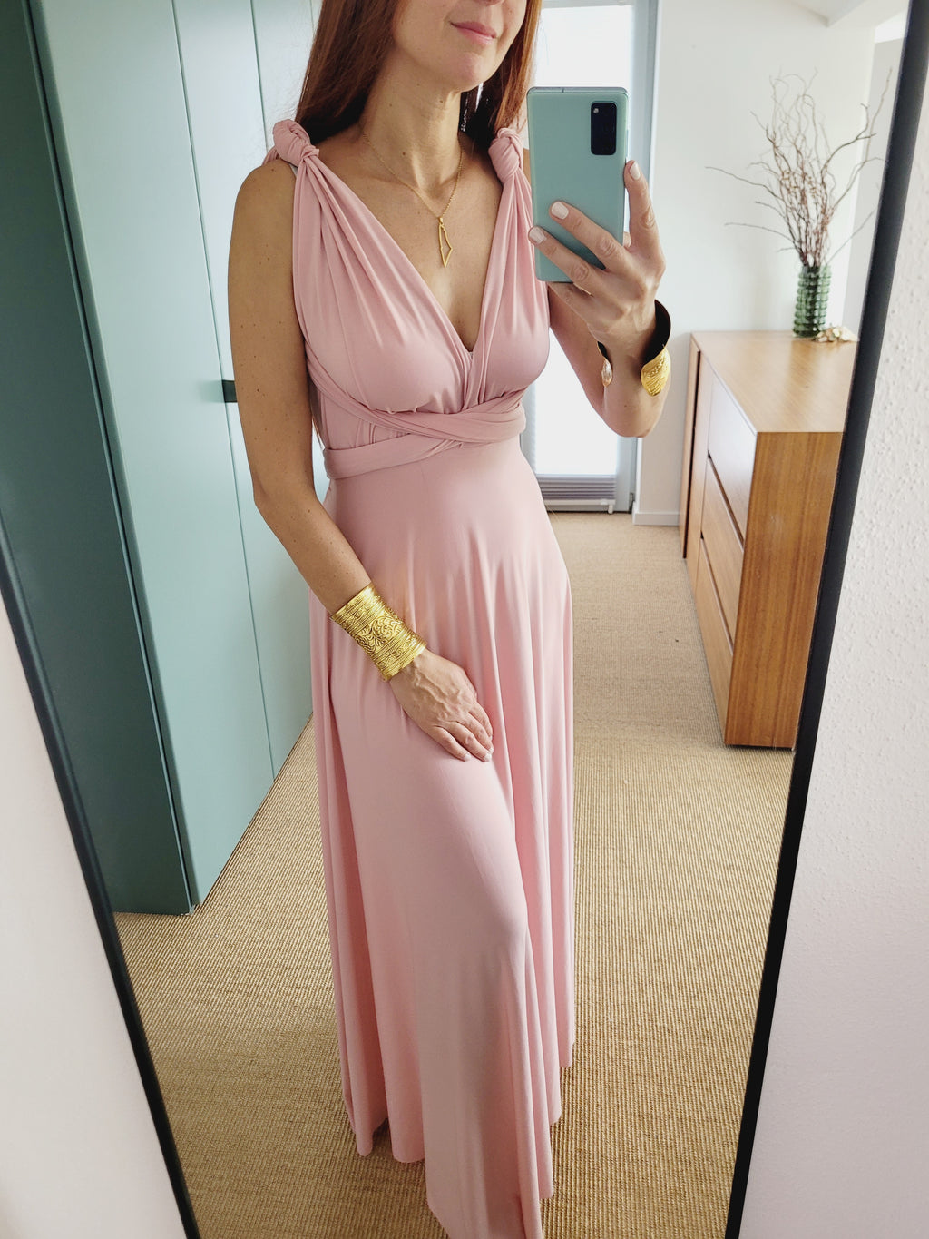 Rosa wickel Maxi Kleid