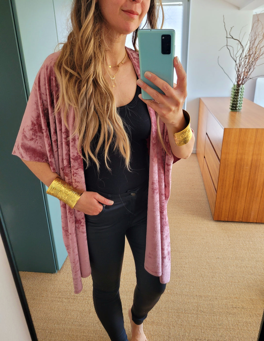 Samt Cardigan Damen dunkel altrosa