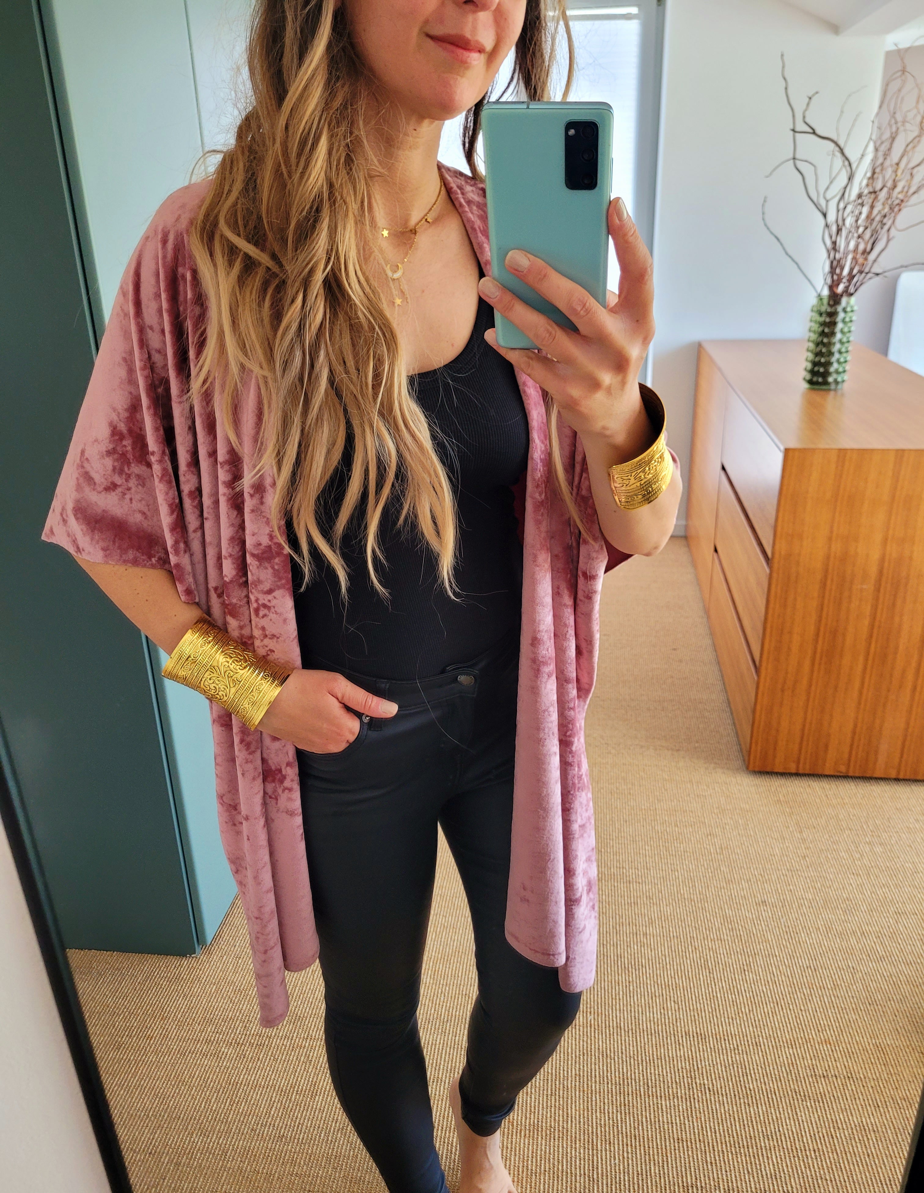 Samt Cardigan Damen dunkel altrosa