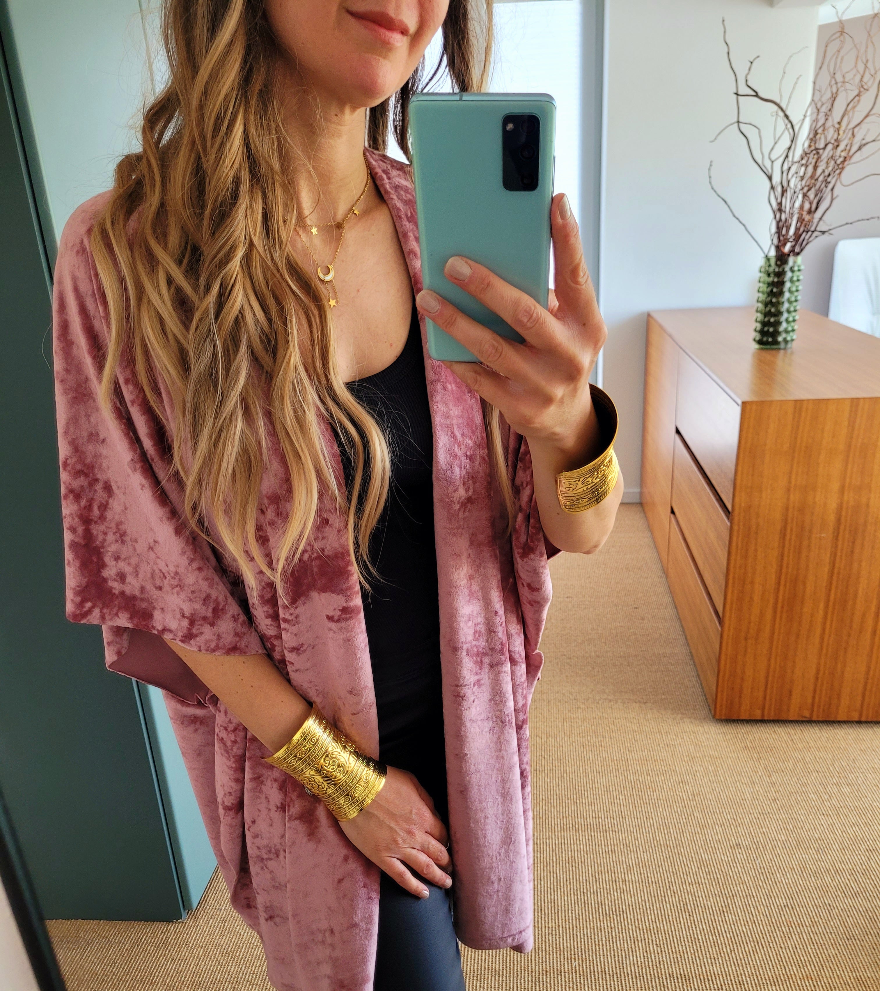 Samt Cardigan Damen dunkel altrosa