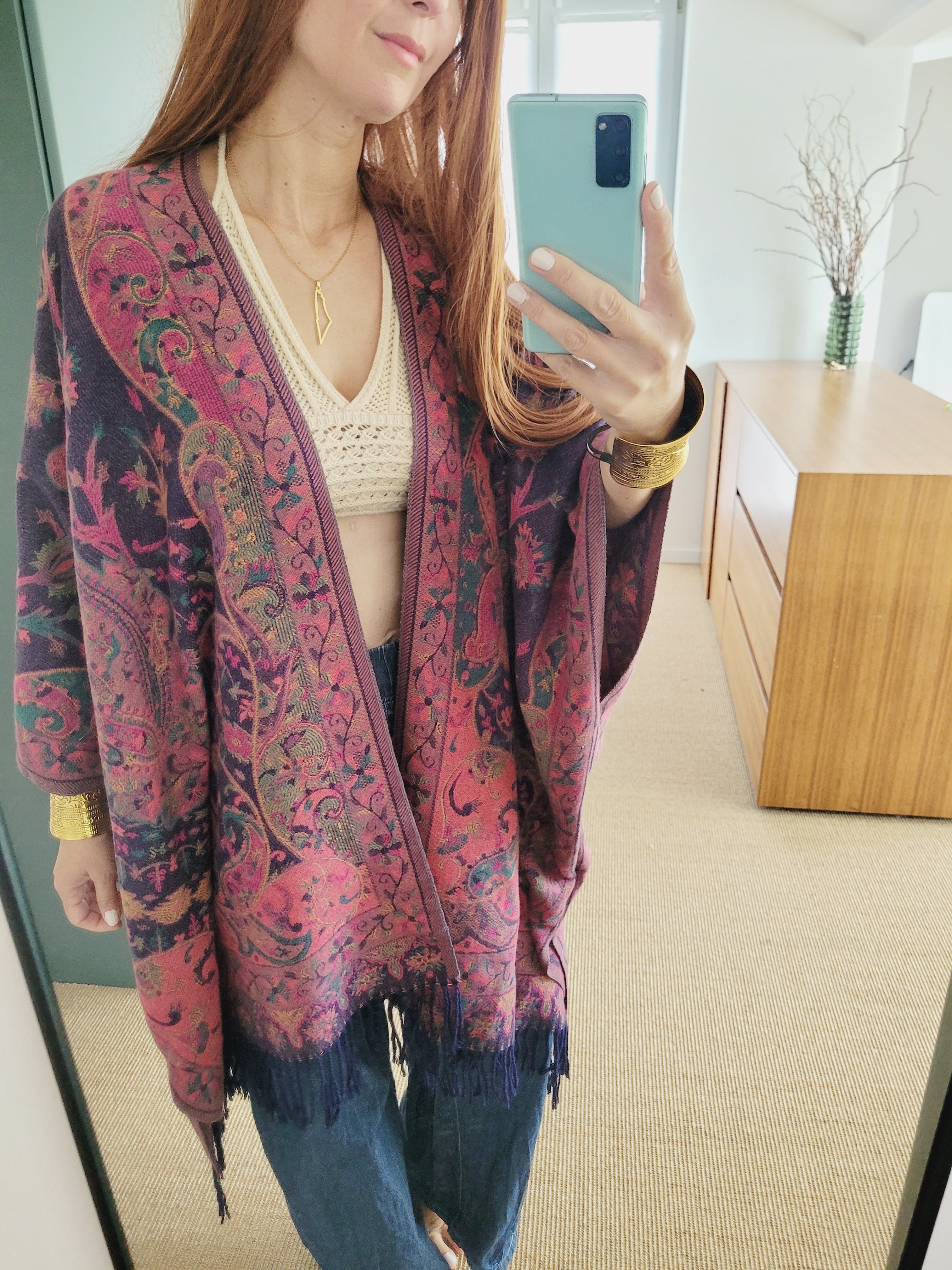 Unisex dicker cardigan mit Paisley Muster