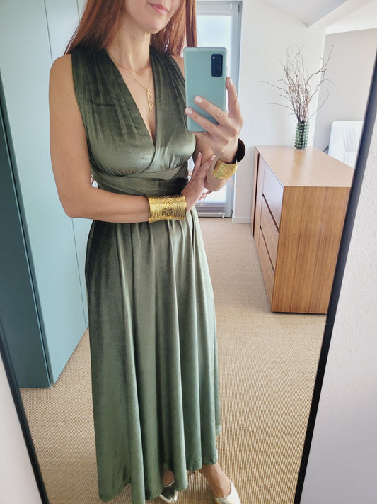 Samt wickel Maxi Kleid