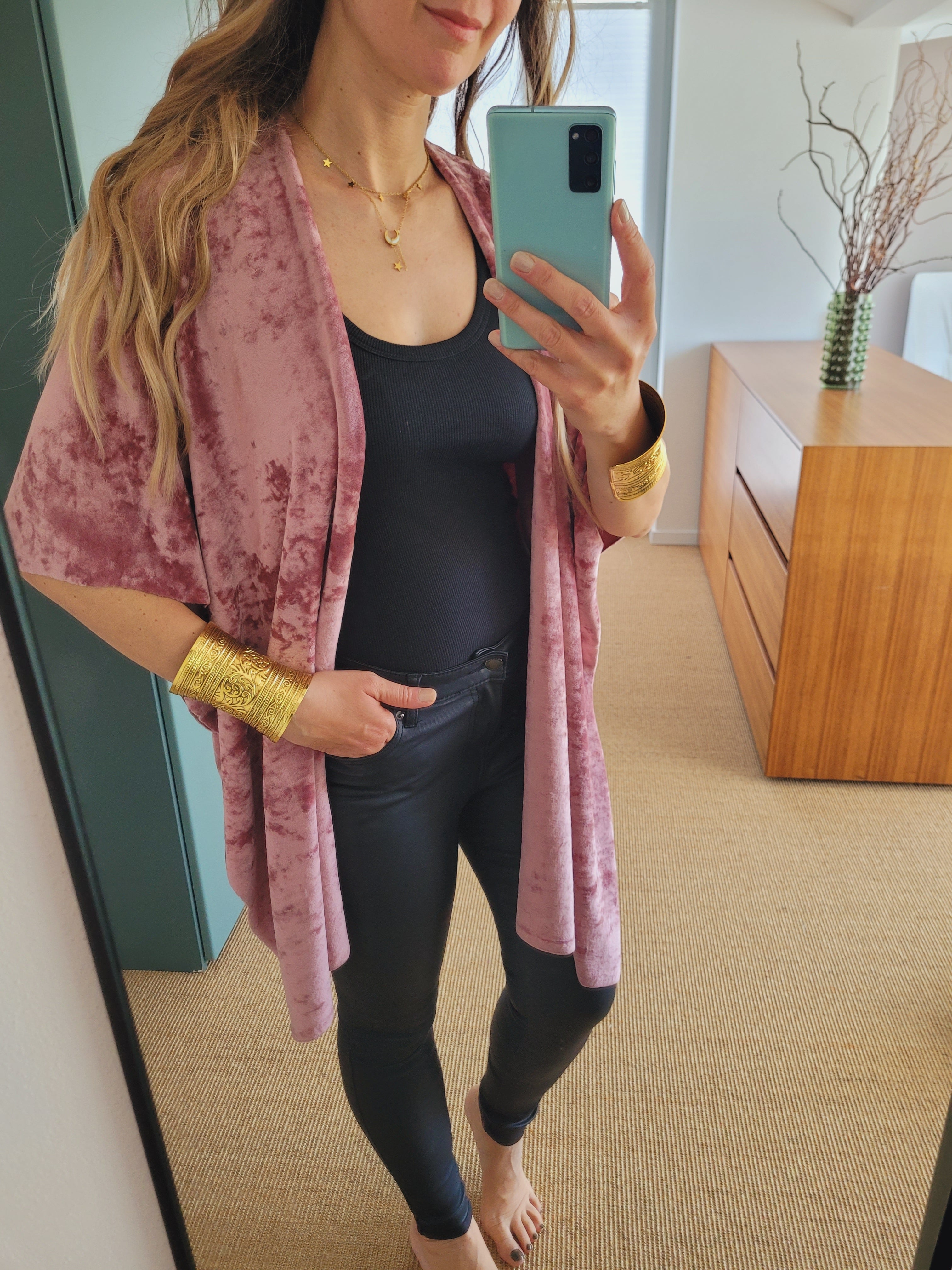 Samt Cardigan Damen dunkel altrosa