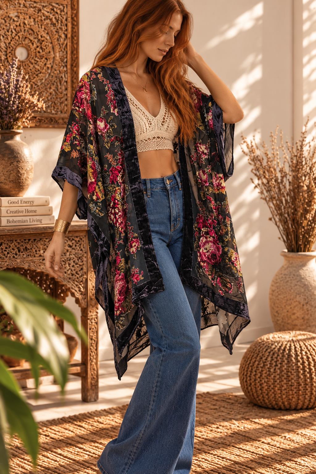 Burnout-Samt-Kimono-Cardigan