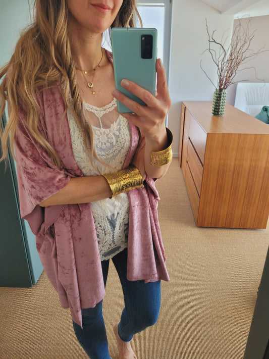 Samt Cardigan Damen dunkel altrosa