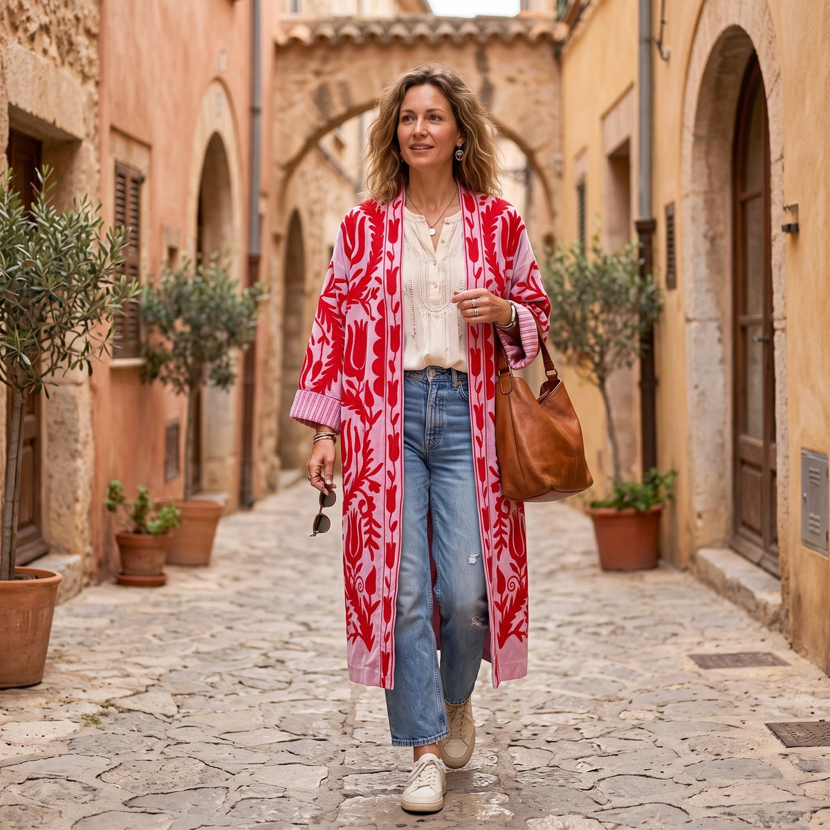 Bestickte Baumwolljacke – Boho Kimono | Oversized & Lässig | Übergangsjacke