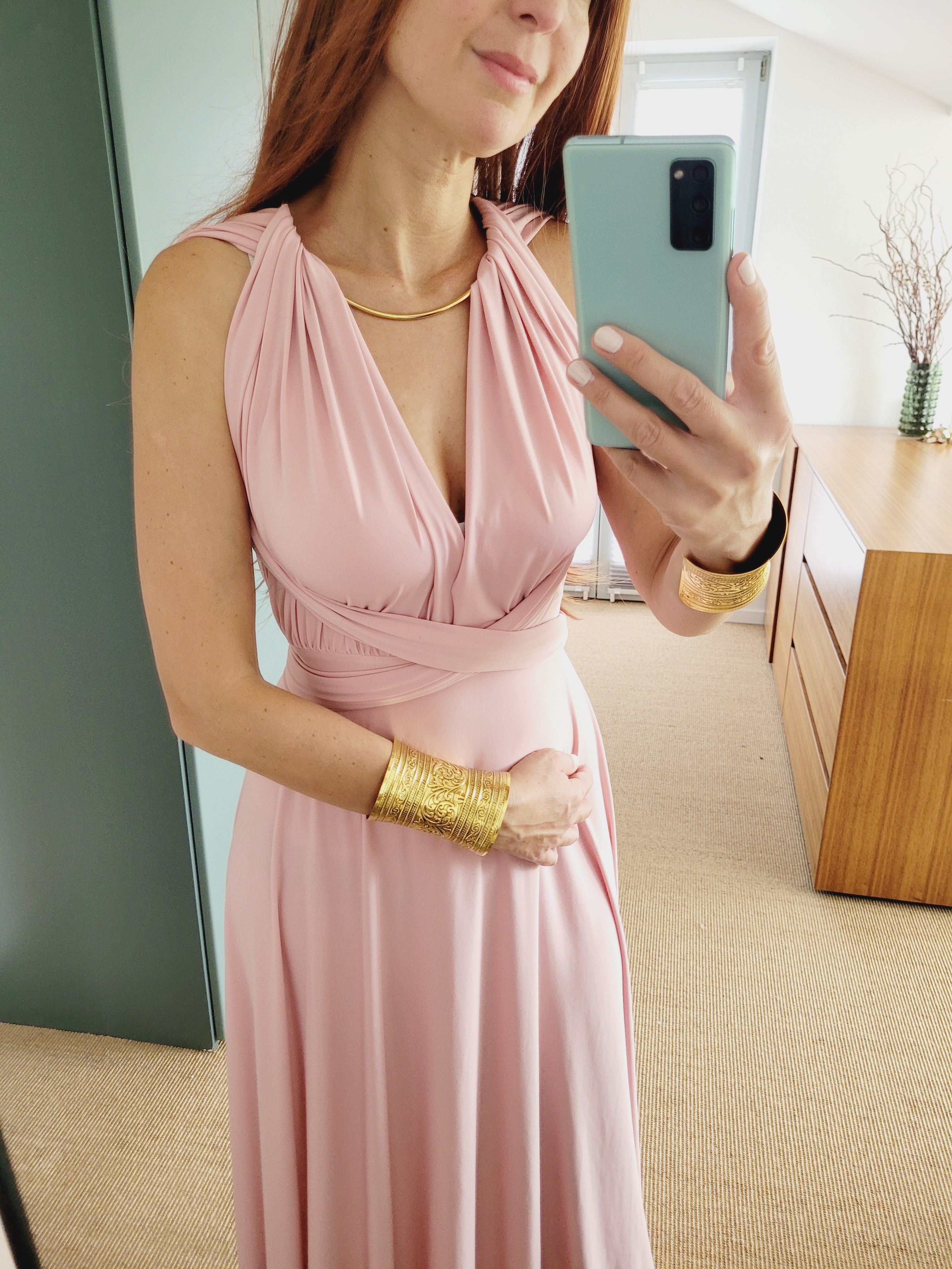 Rosa wickel Maxi Kleid